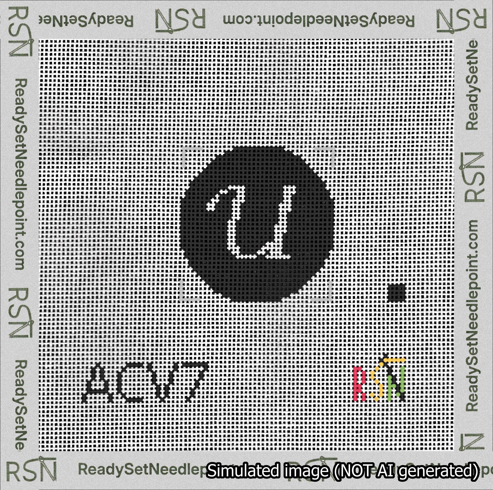 Circle Initial U Needlepoint Canvas Design
