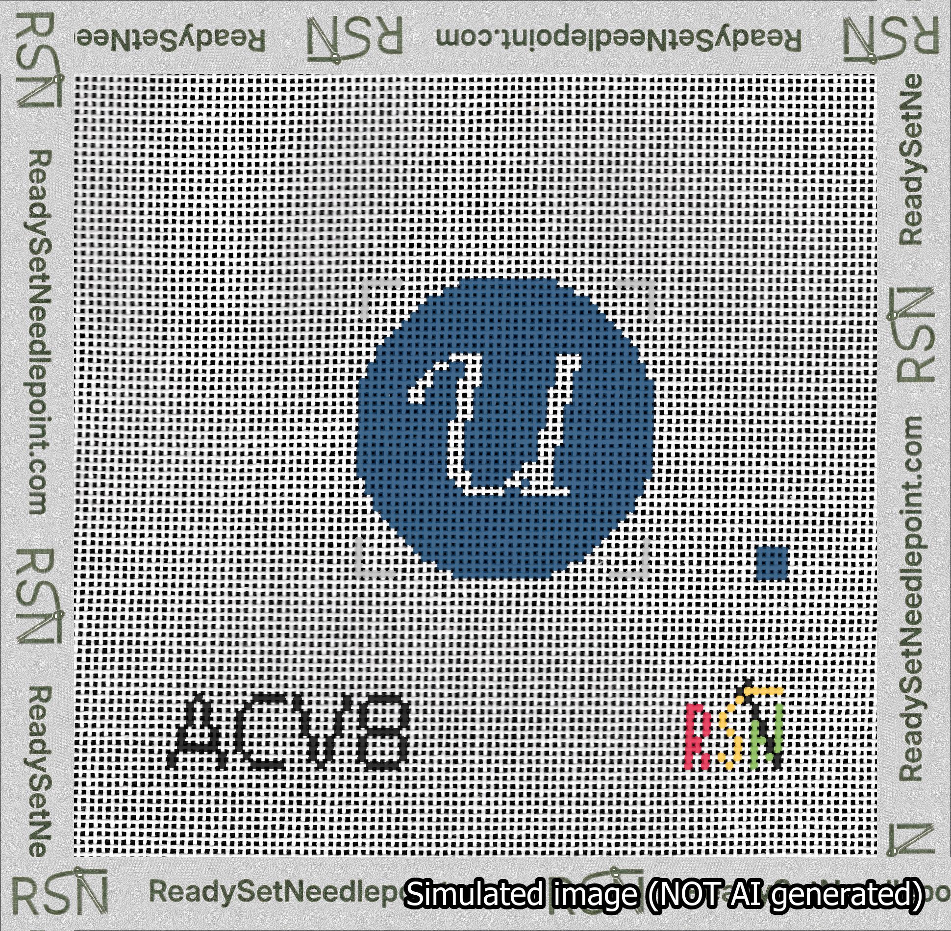 Circle Initial U Needlepoint Canvas Design