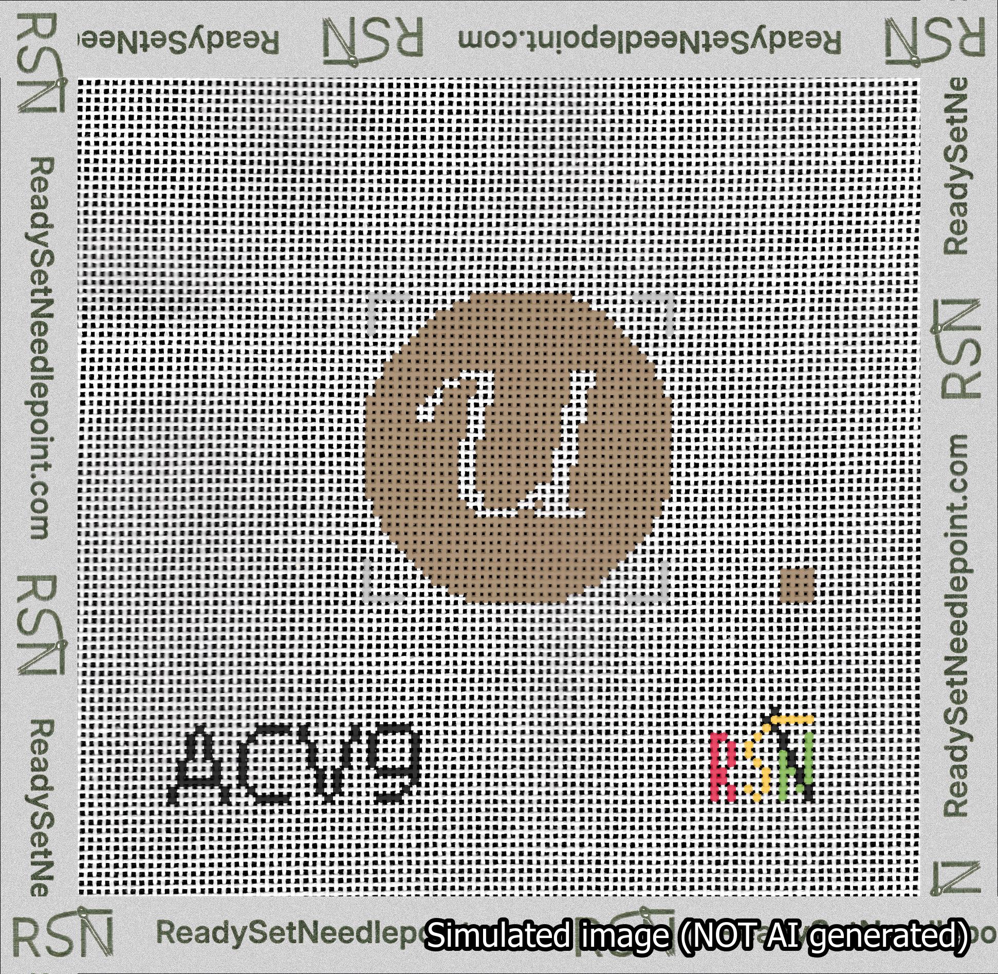 Circle Initial U Needlepoint Canvas Design