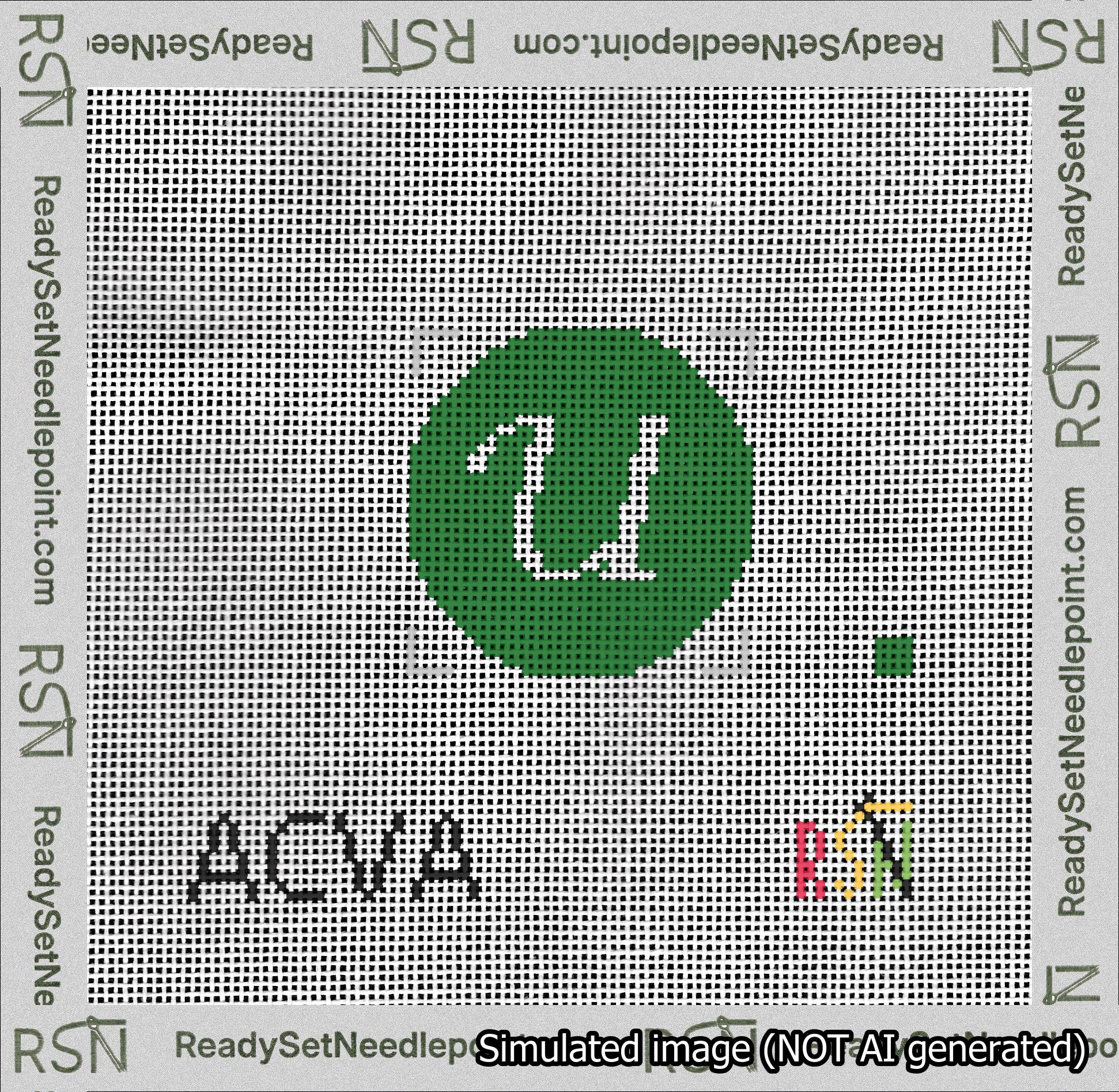 Circle Initial U Needlepoint Canvas Design
