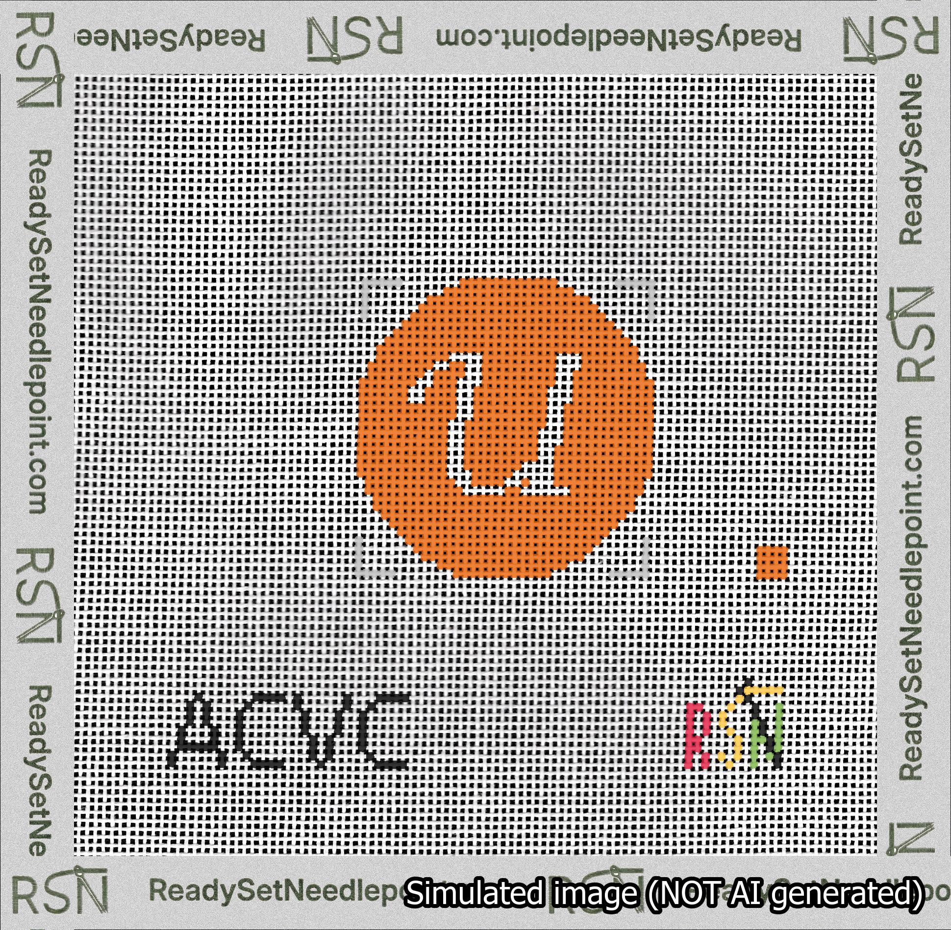 Circle Initial U Needlepoint Canvas Design