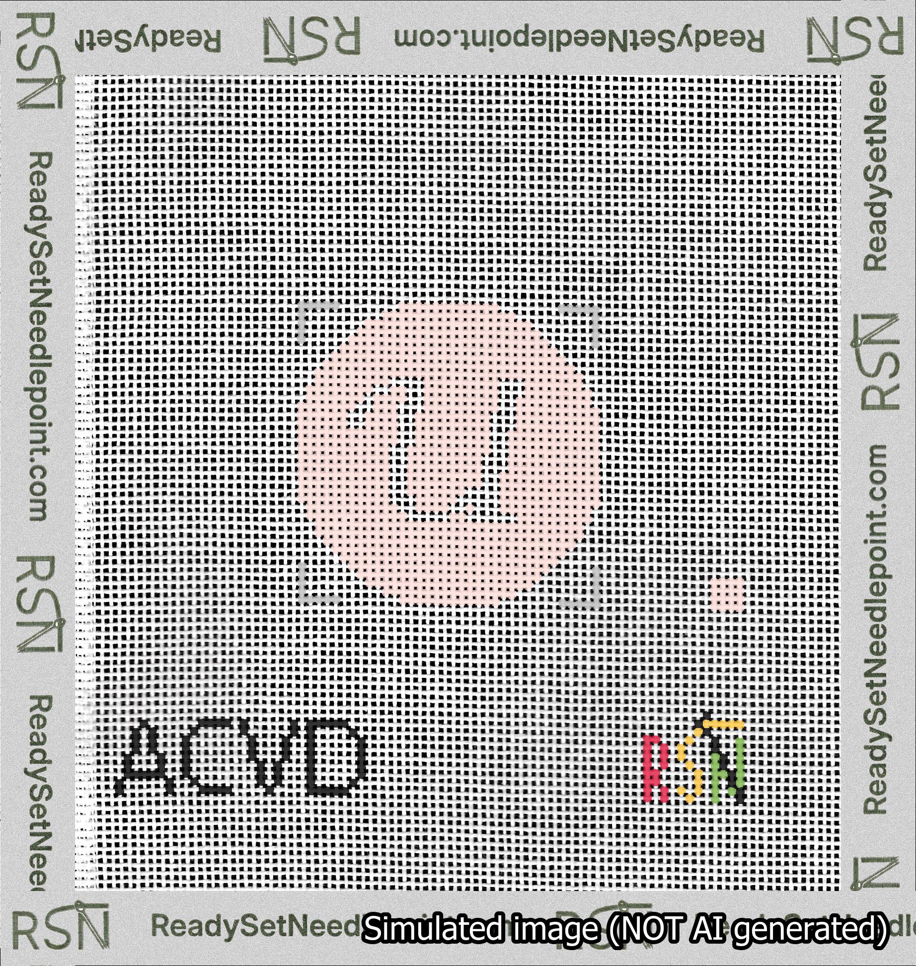 Circle Initial U Needlepoint Canvas Design