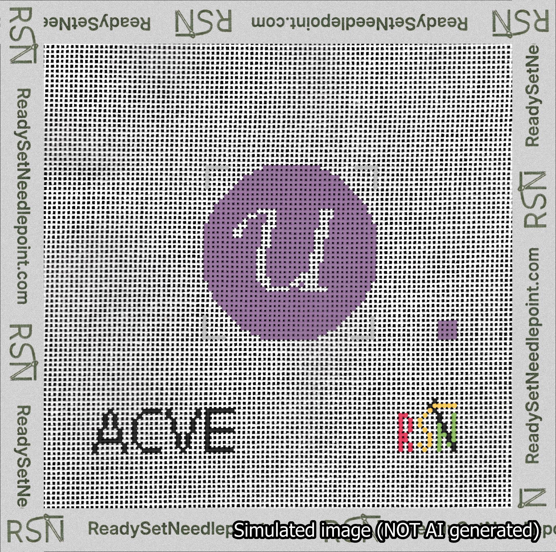 Circle Initial U Needlepoint Canvas Design