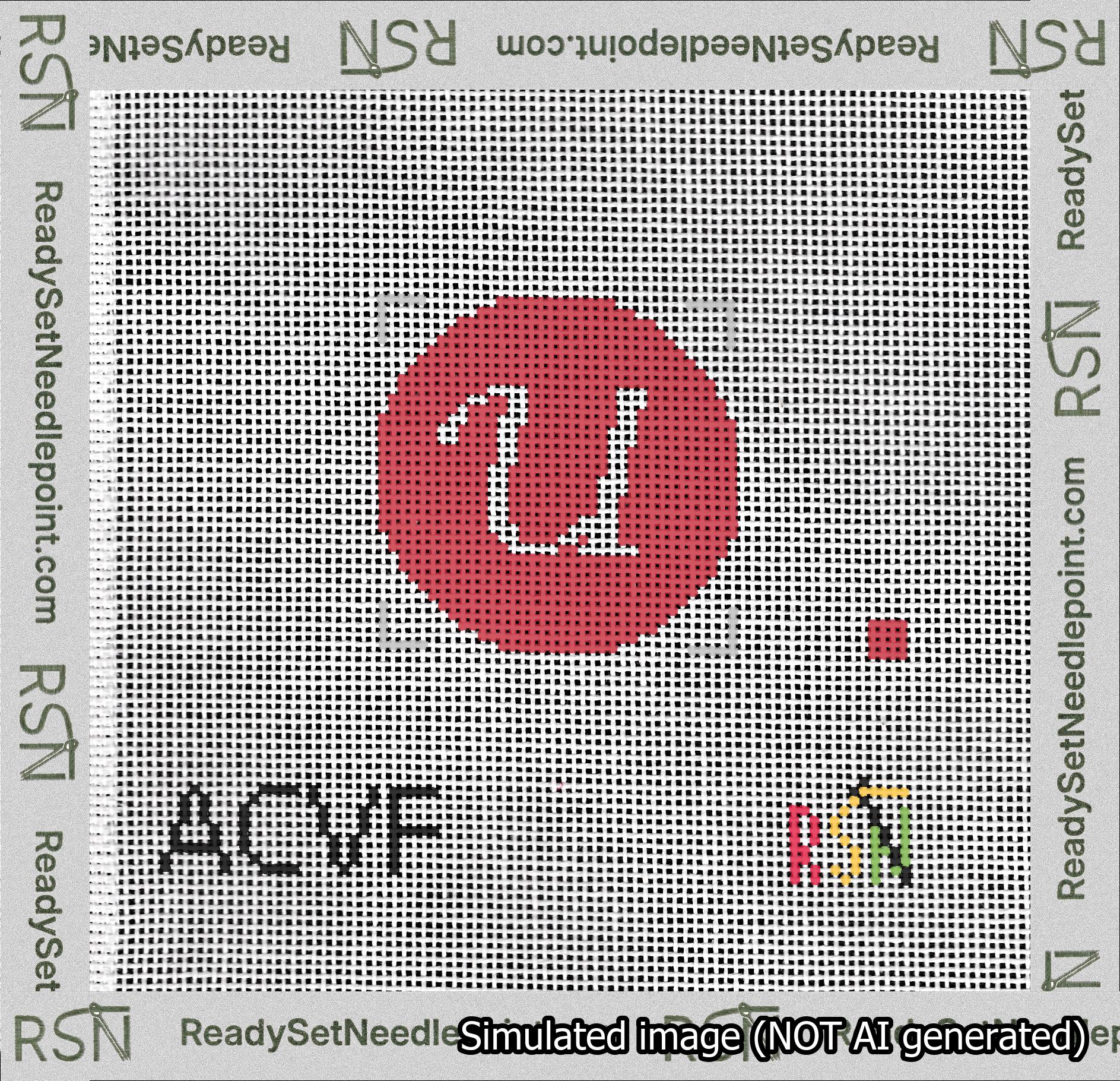 Circle Initial U Needlepoint Canvas Design