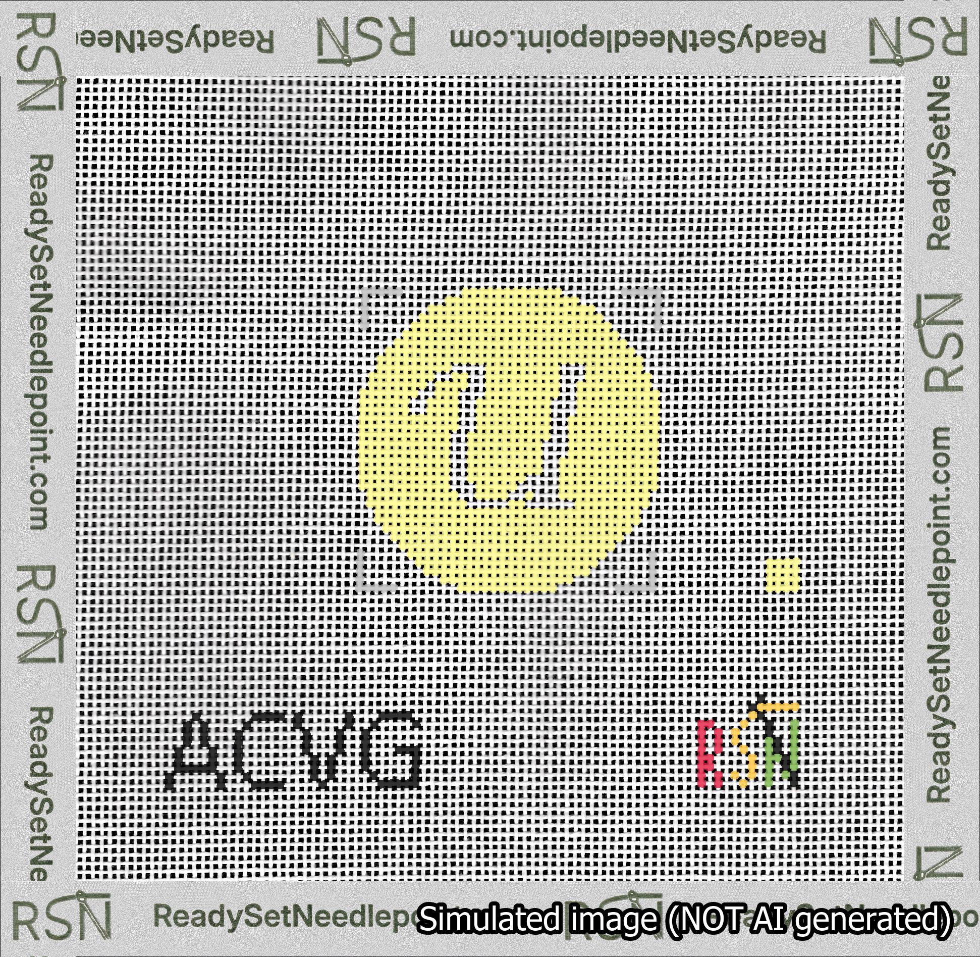 Circle Initial U Needlepoint Canvas Design