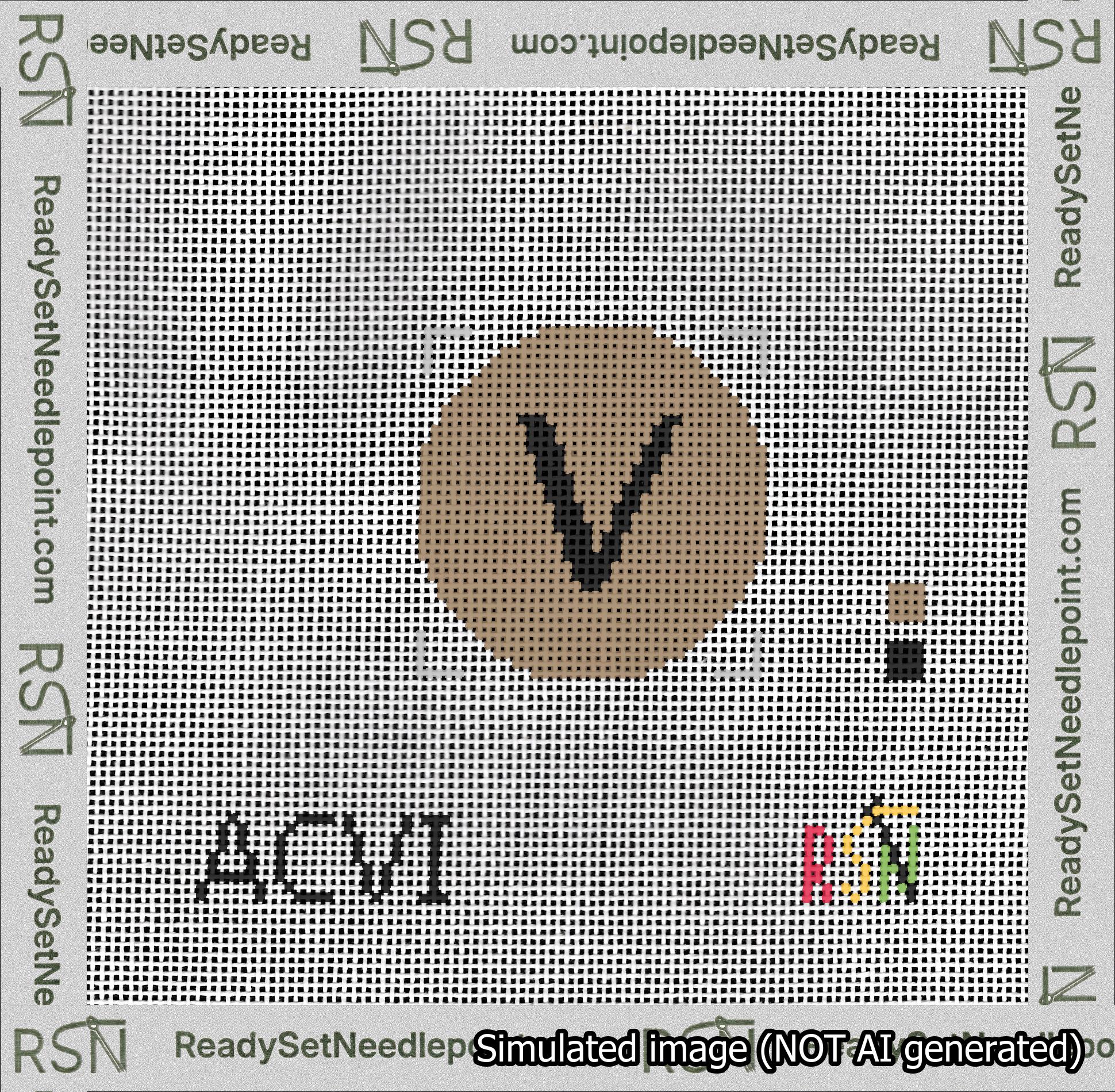 Circle Initial V Needlepoint Canvas Design