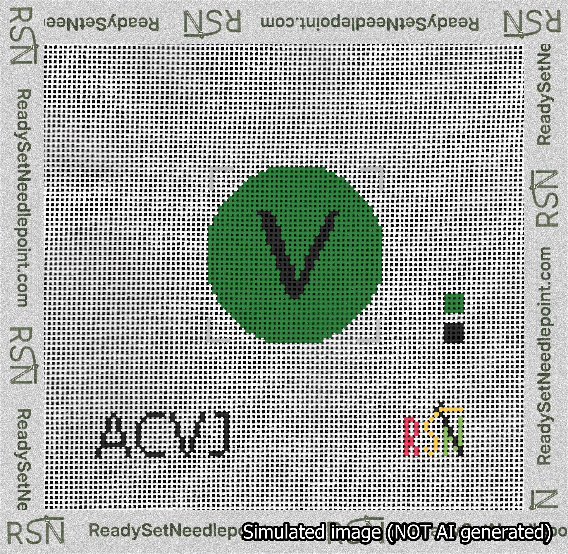 Circle Initial V Needlepoint Canvas Design