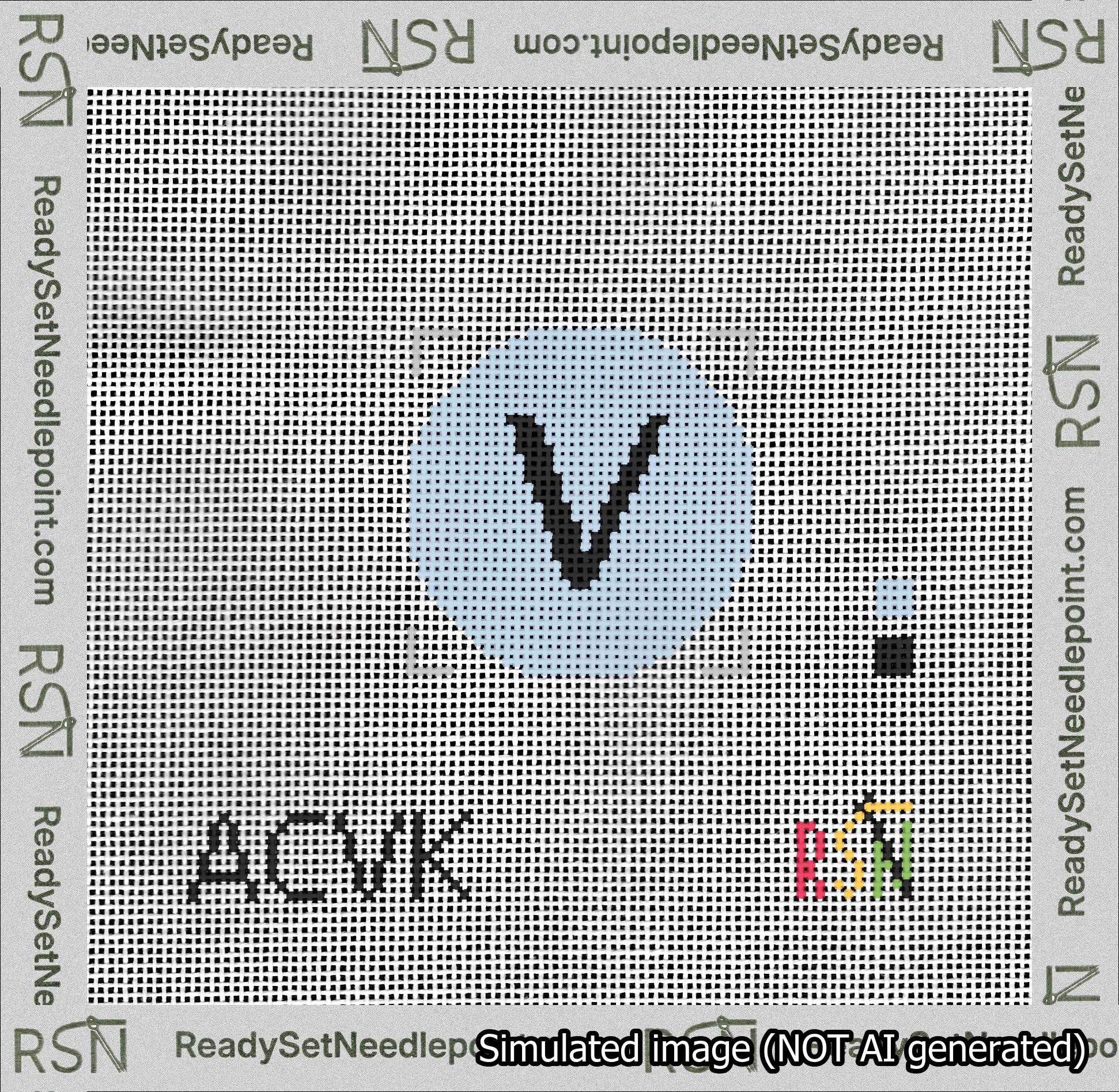 Circle Initial V Needlepoint Canvas Design