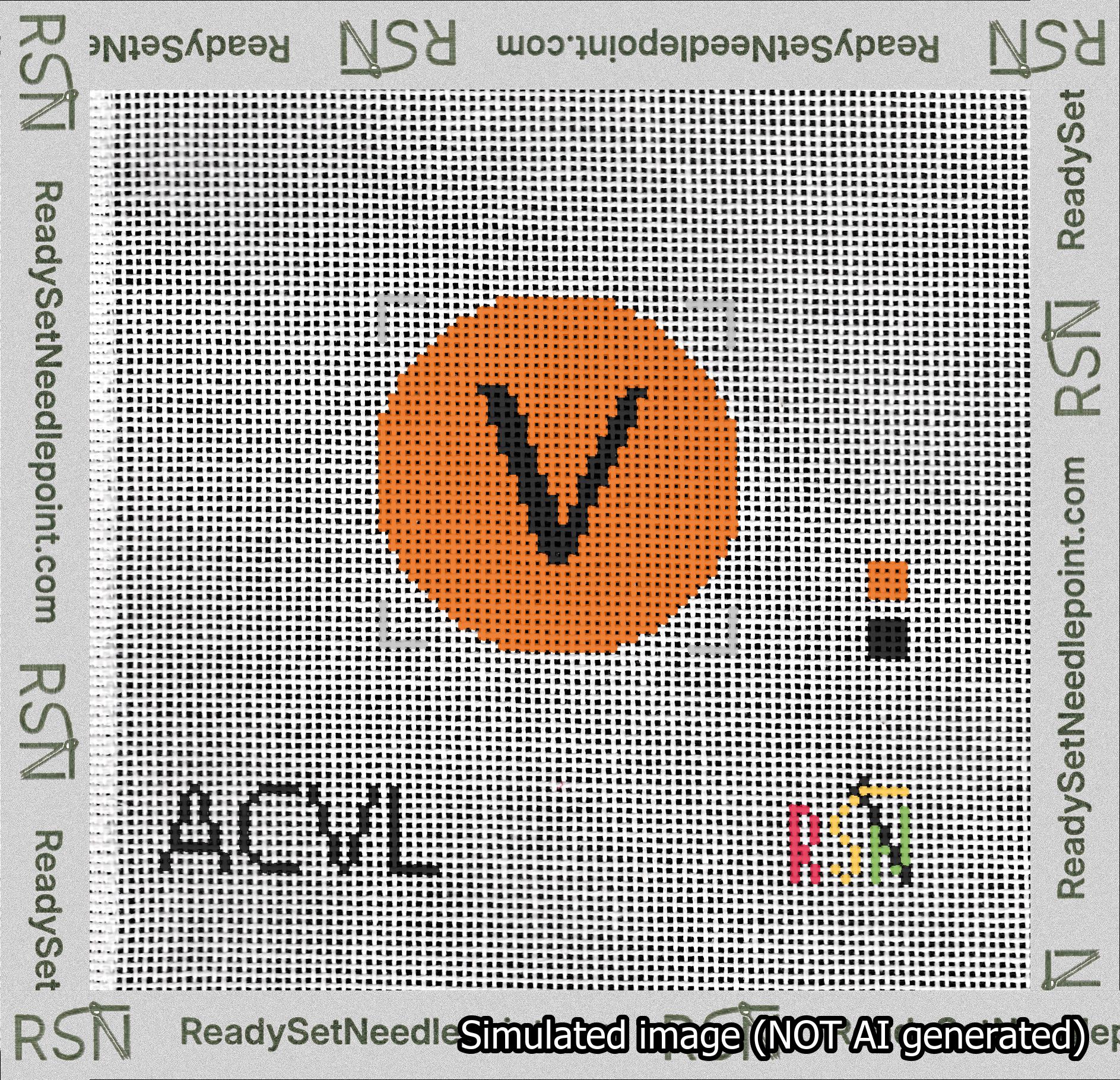 Circle Initial V Needlepoint Canvas Design