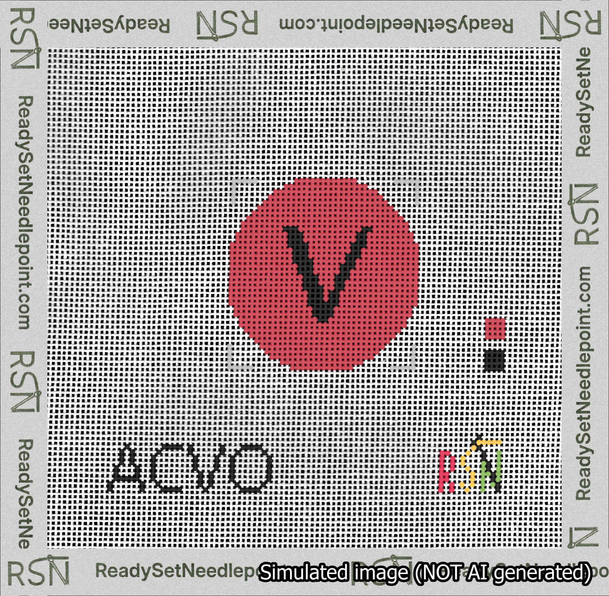 Circle Initial V Needlepoint Canvas Design