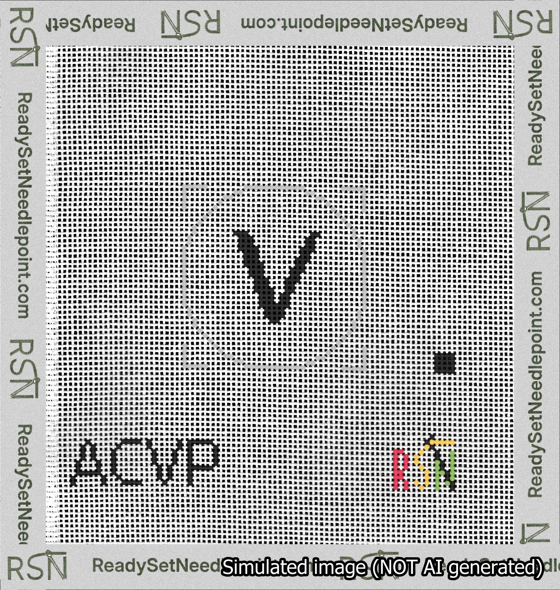 Circle Initial V Needlepoint Canvas Design