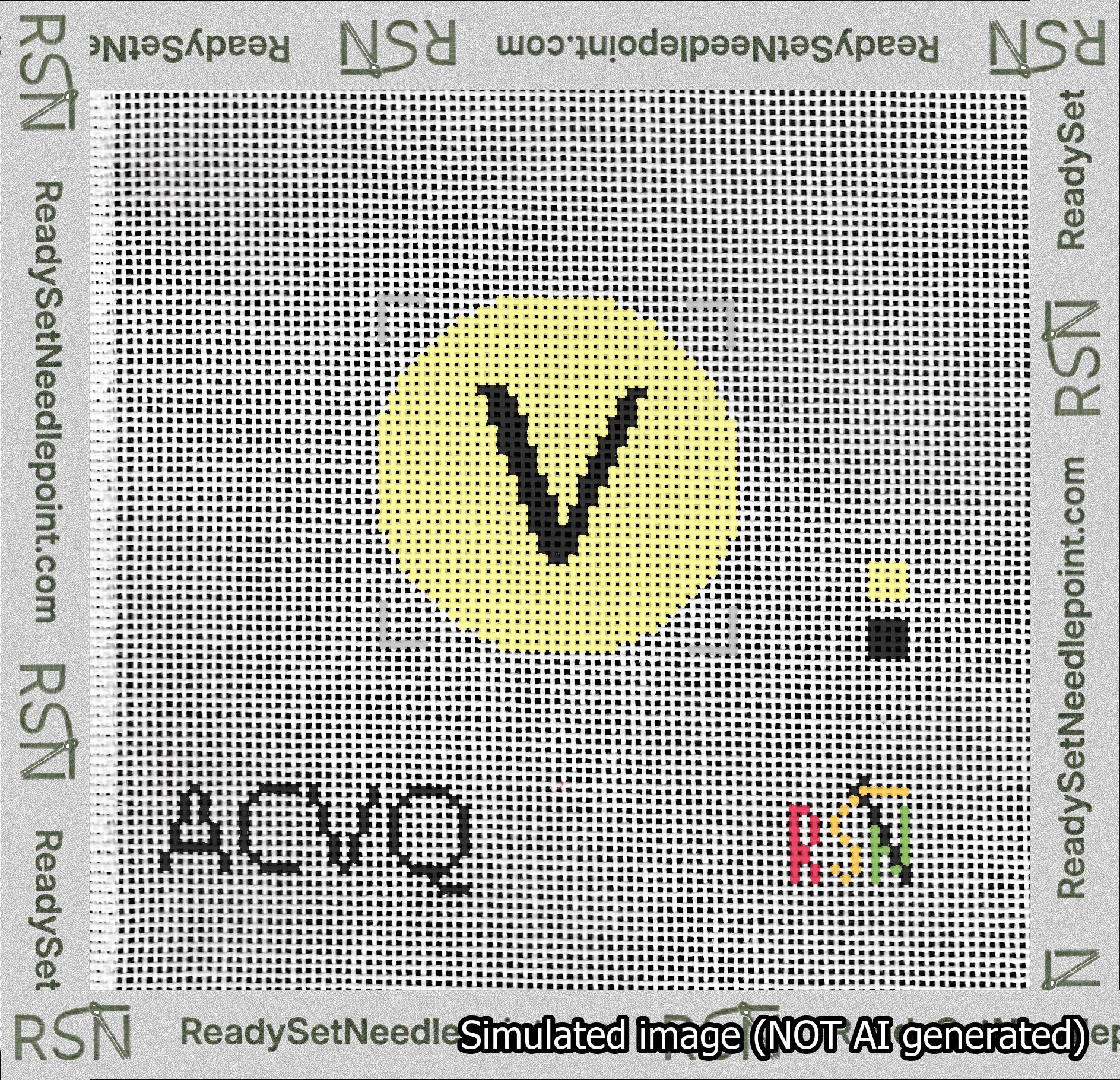 Circle Initial V Needlepoint Canvas Design