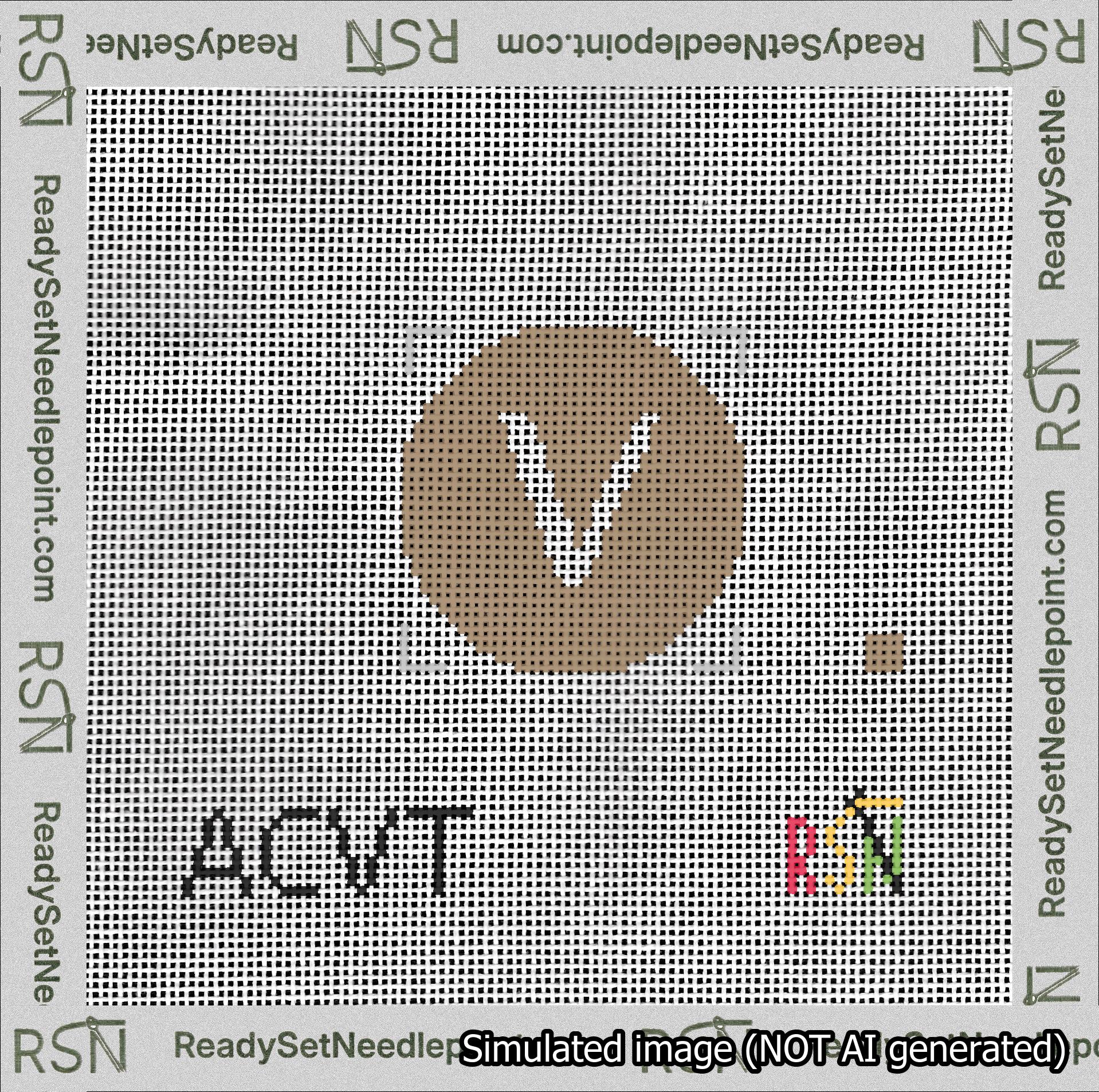 Circle Initial V Needlepoint Canvas Design
