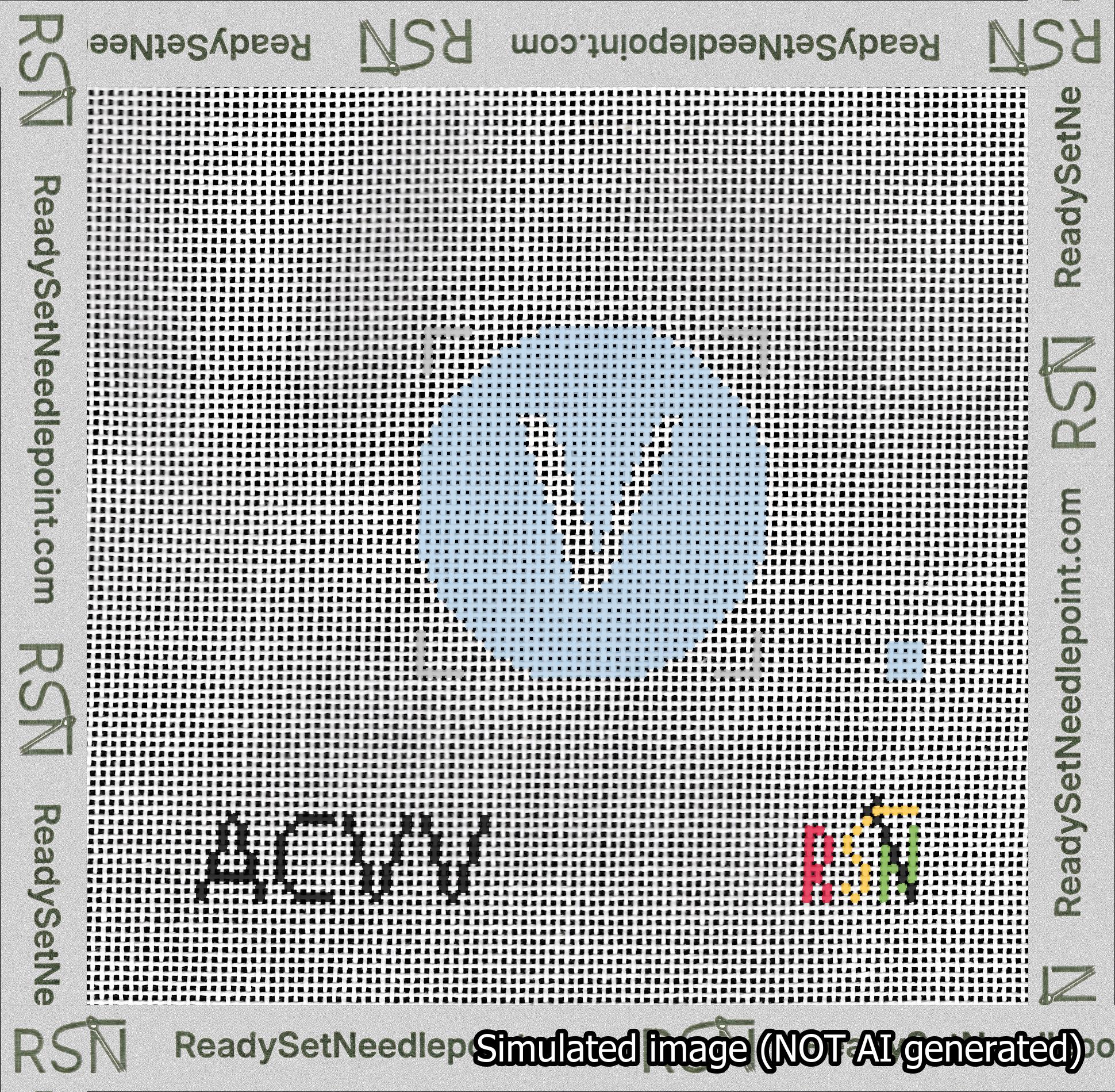Circle Initial V Needlepoint Canvas Design
