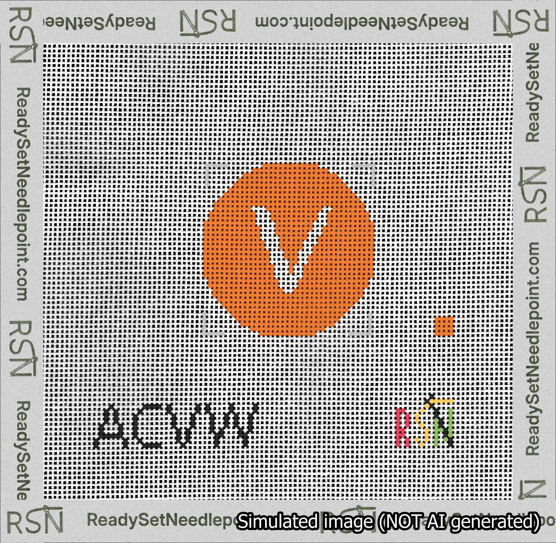Circle Initial V Needlepoint Canvas Design