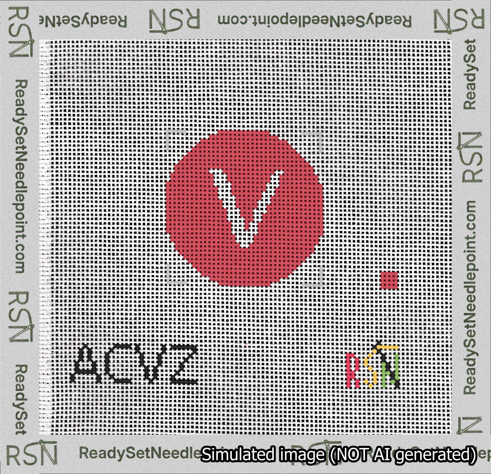 Circle Initial V Needlepoint Canvas Design