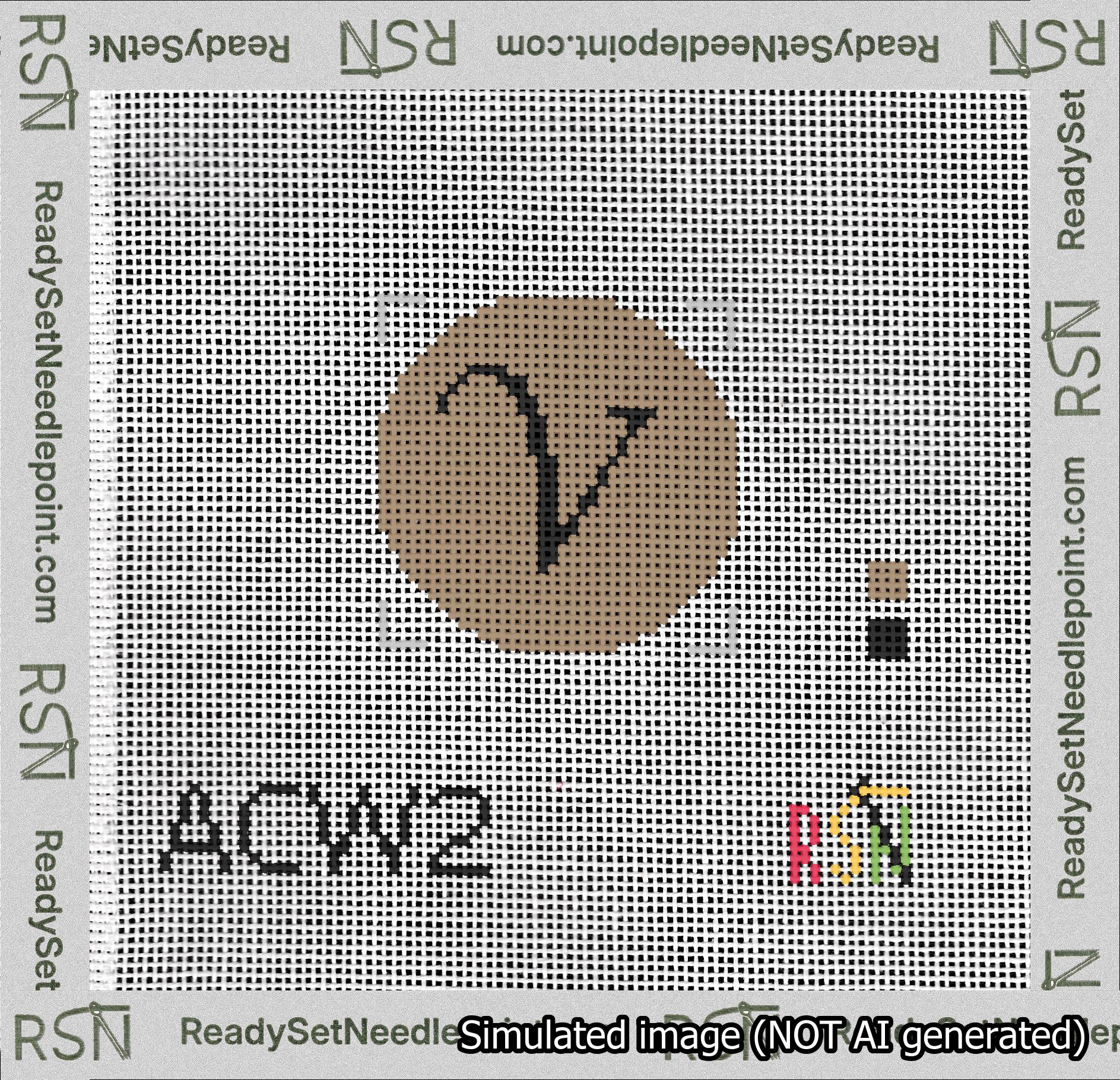 Circle Initial V Needlepoint Canvas Design