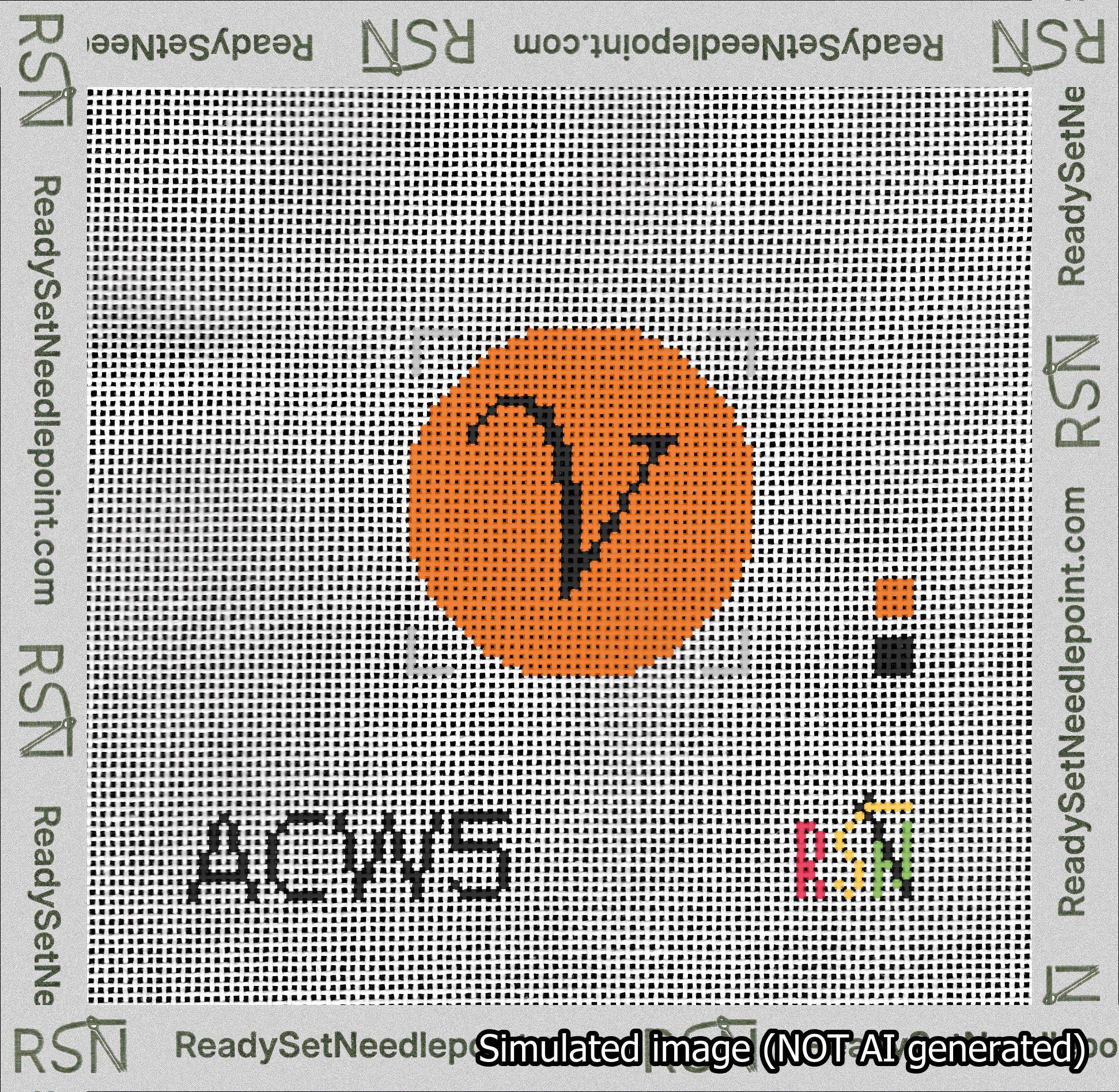 Circle Initial V Needlepoint Canvas Design