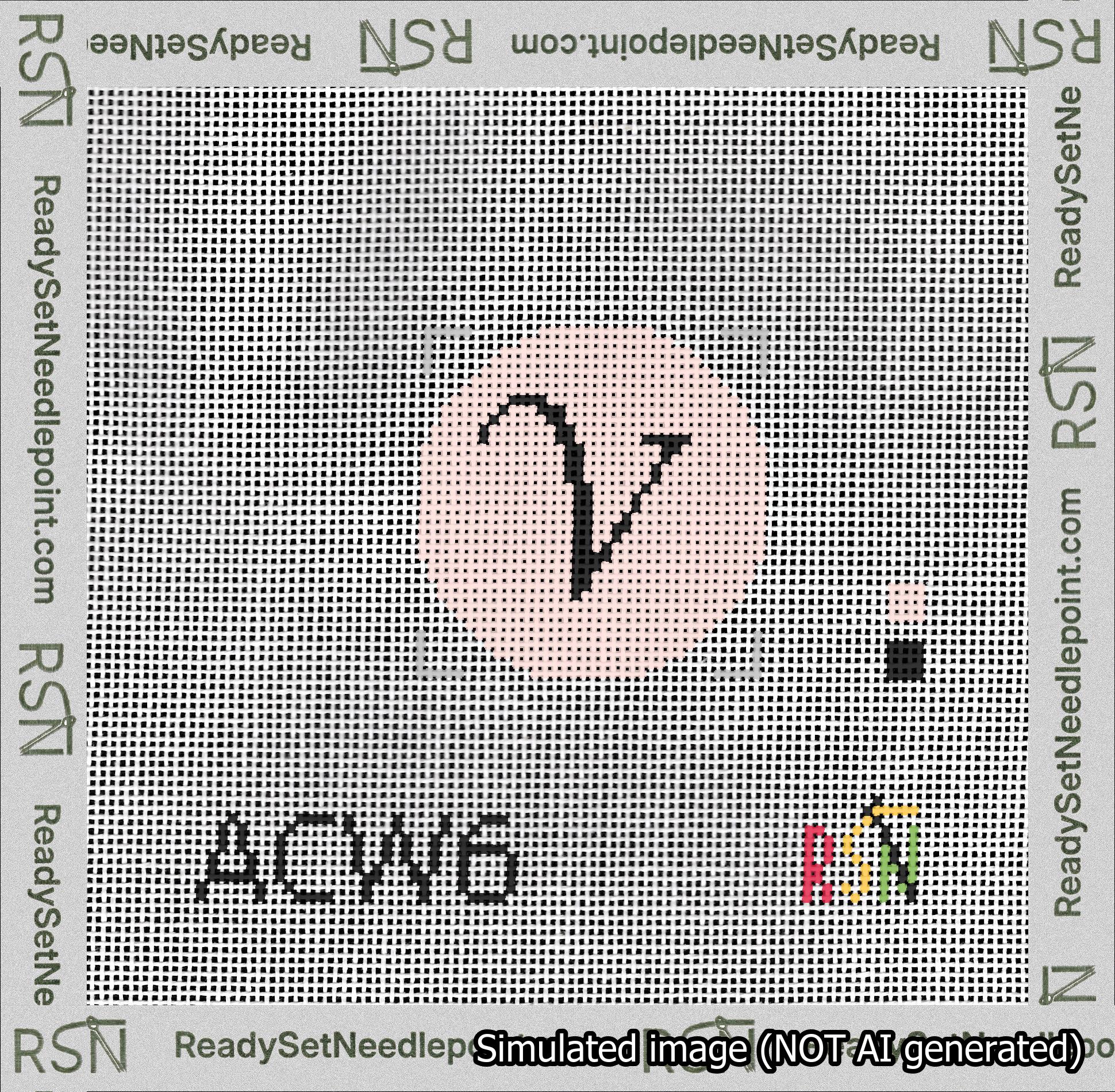 Circle Initial V Needlepoint Canvas Design