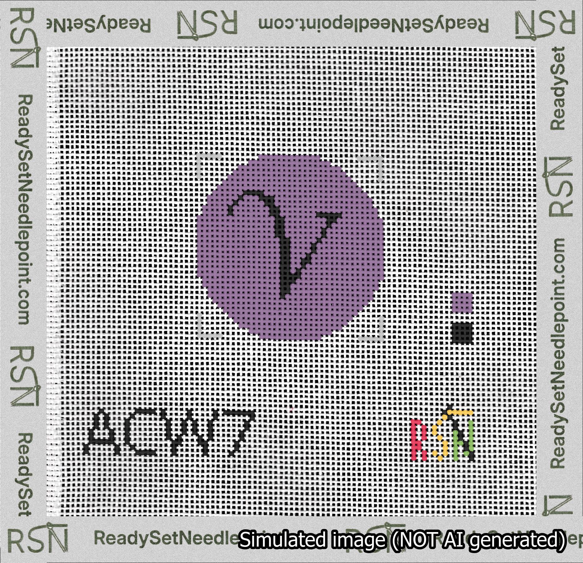 Circle Initial V Needlepoint Canvas Design