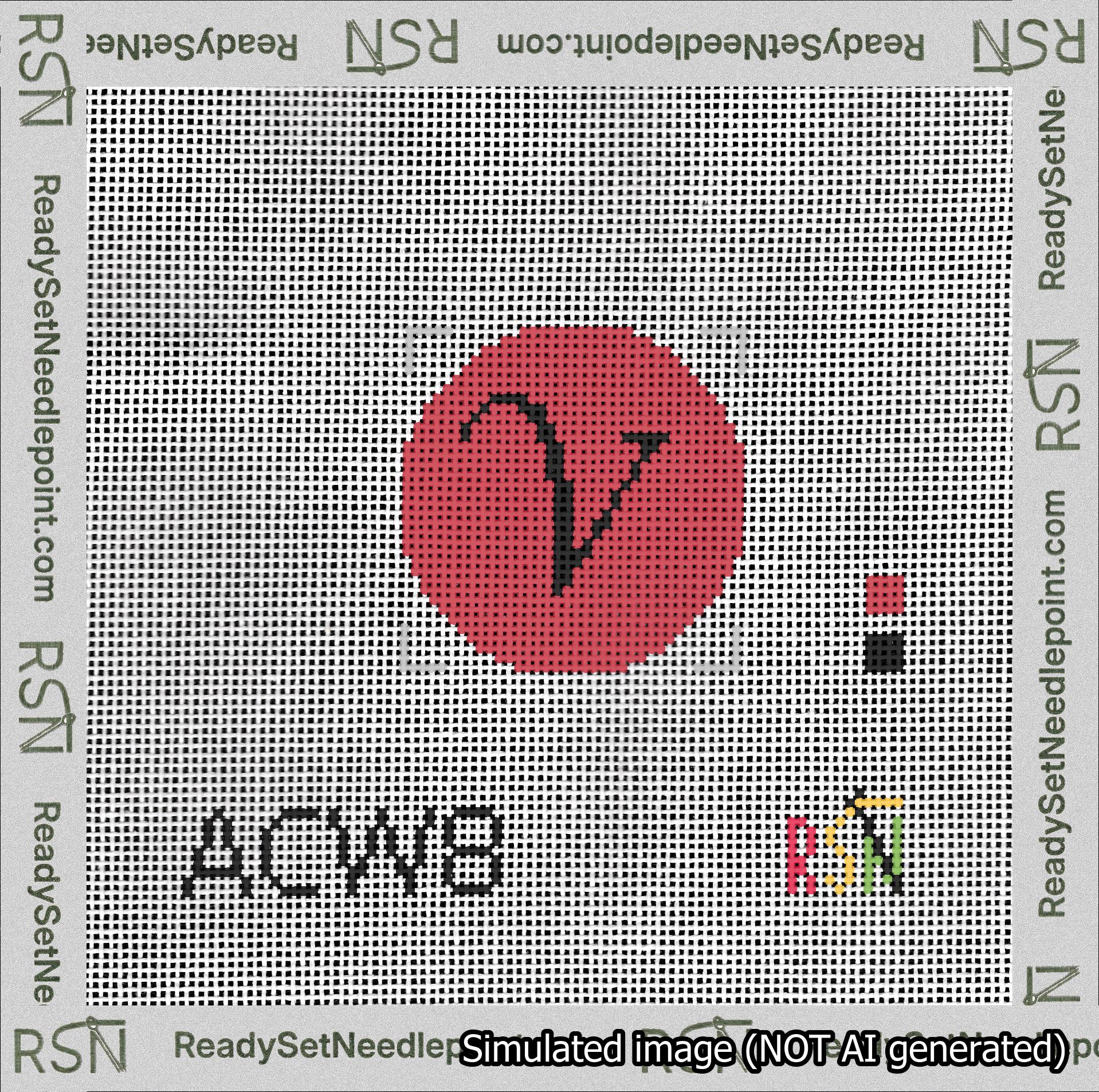 Circle Initial V Needlepoint Canvas Design