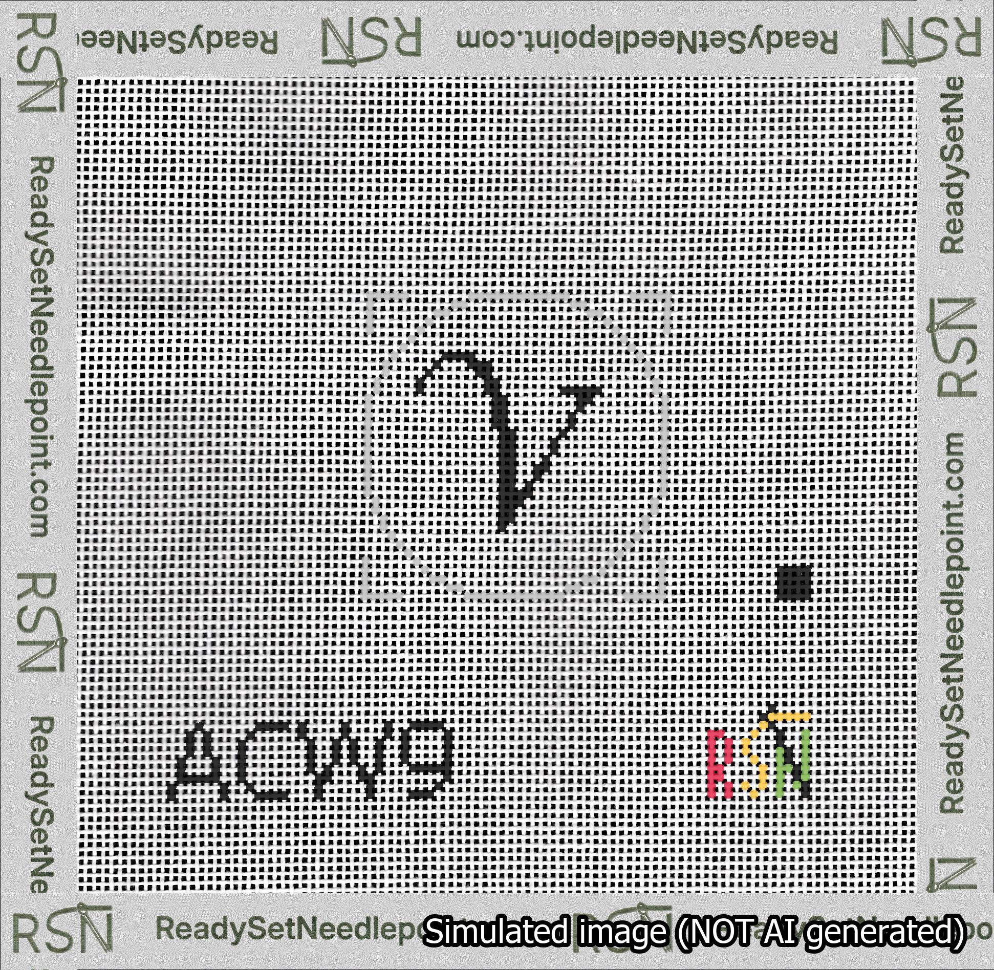 Circle Initial V Needlepoint Canvas Design