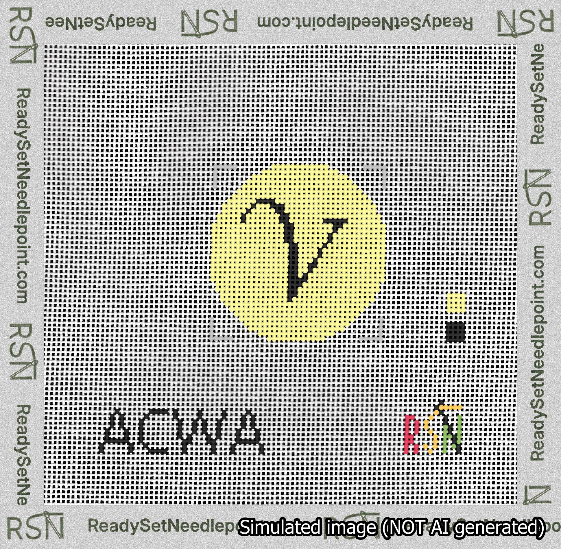 Circle Initial V Needlepoint Canvas Design