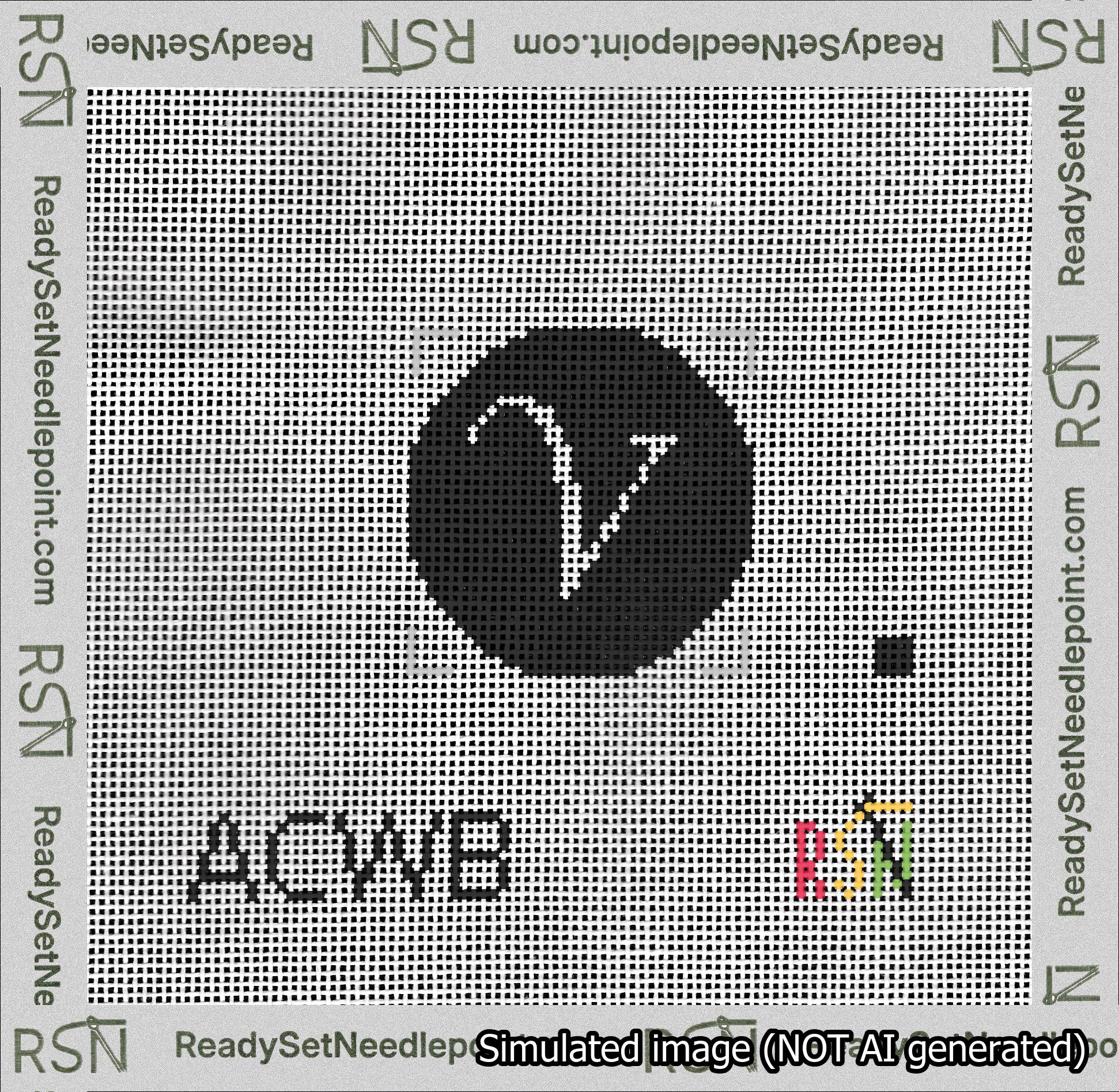 Circle Initial V Needlepoint Canvas Design