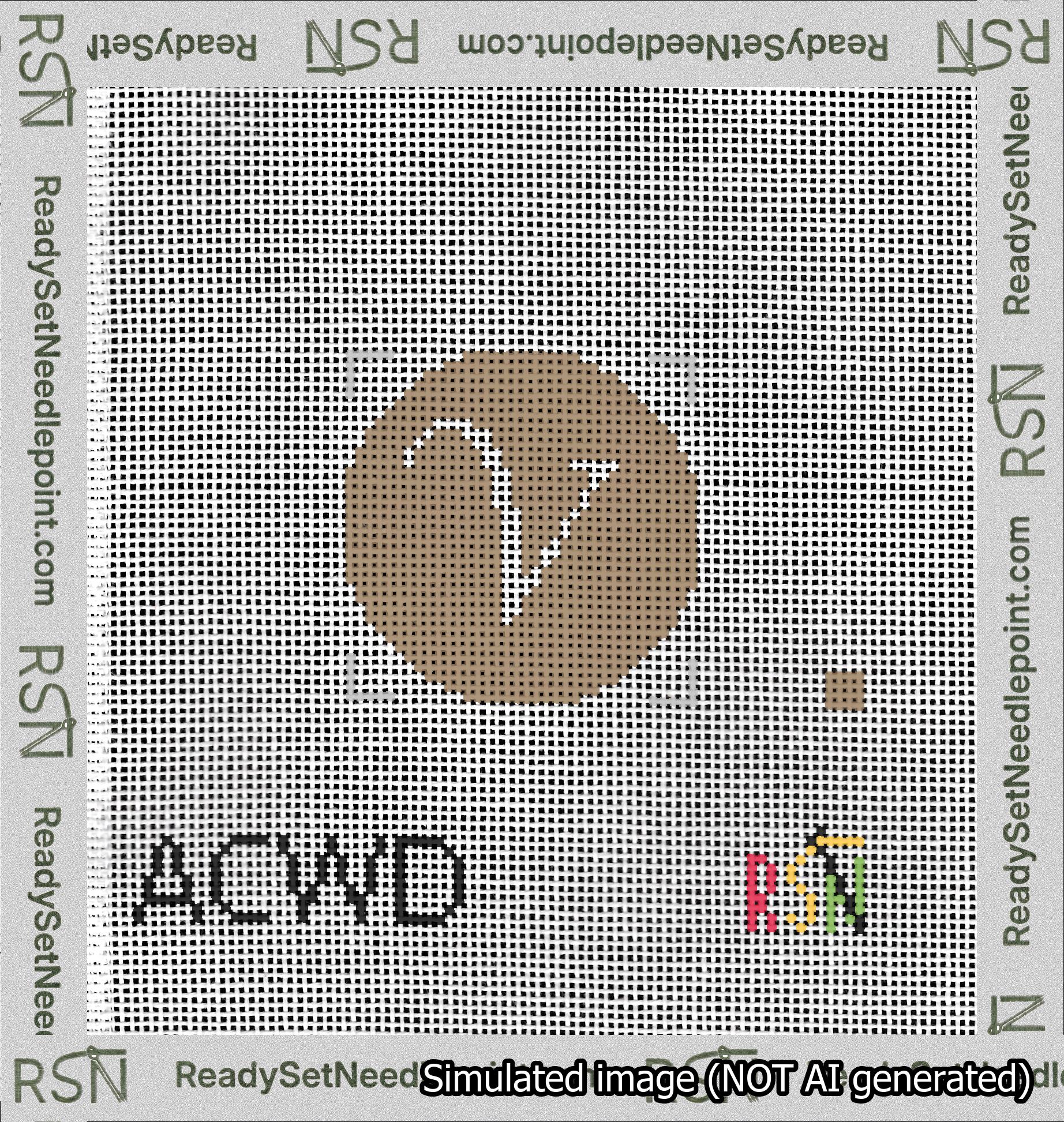 Circle Initial V Needlepoint Canvas Design