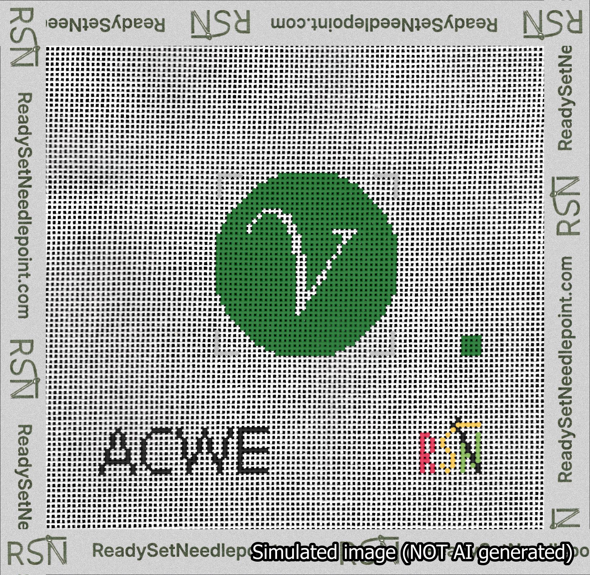 Circle Initial V Needlepoint Canvas Design