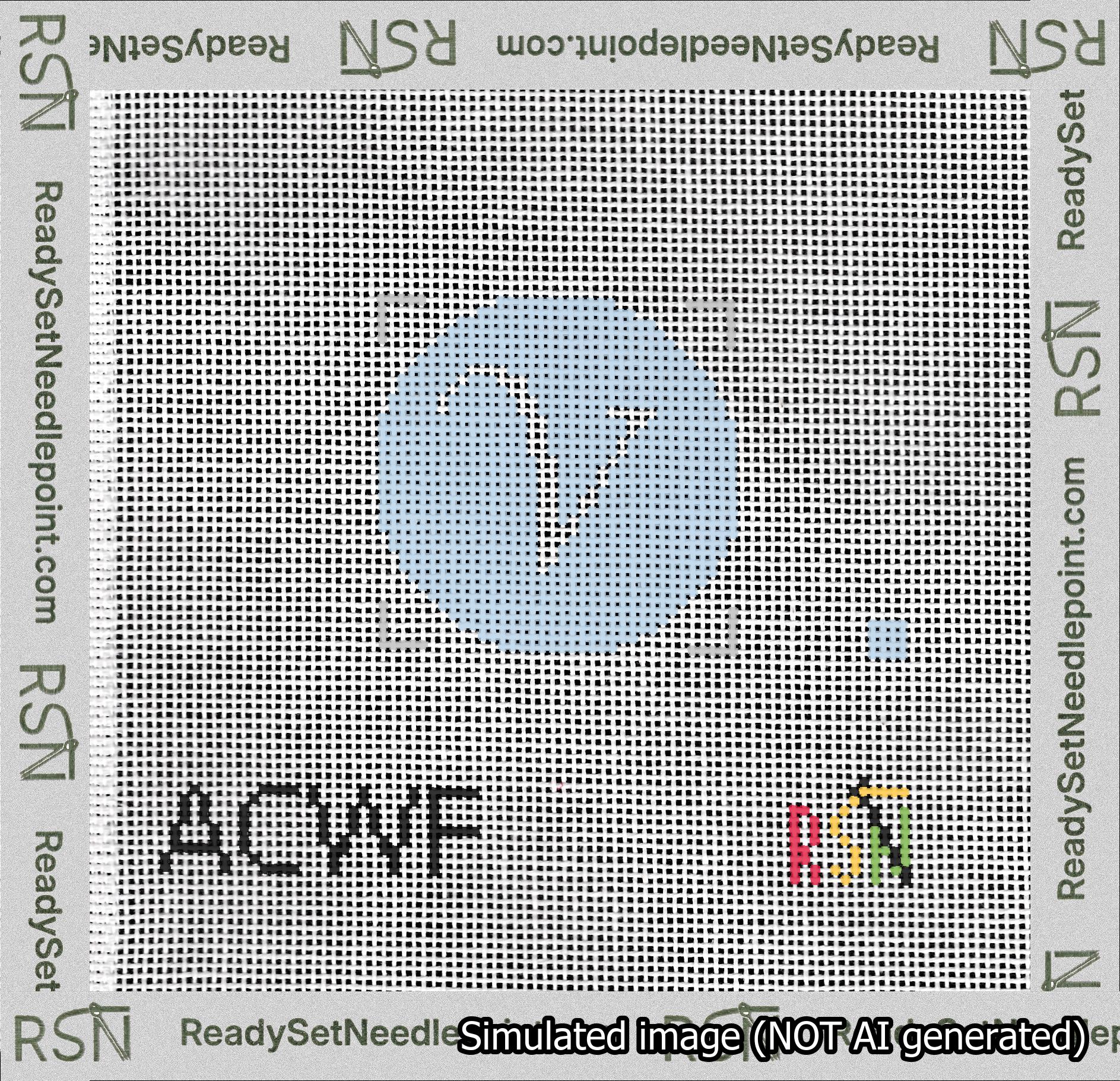 Circle Initial V Needlepoint Canvas Design