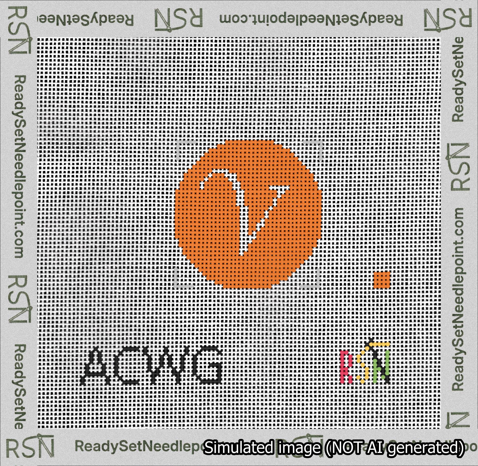 Circle Initial V Needlepoint Canvas Design