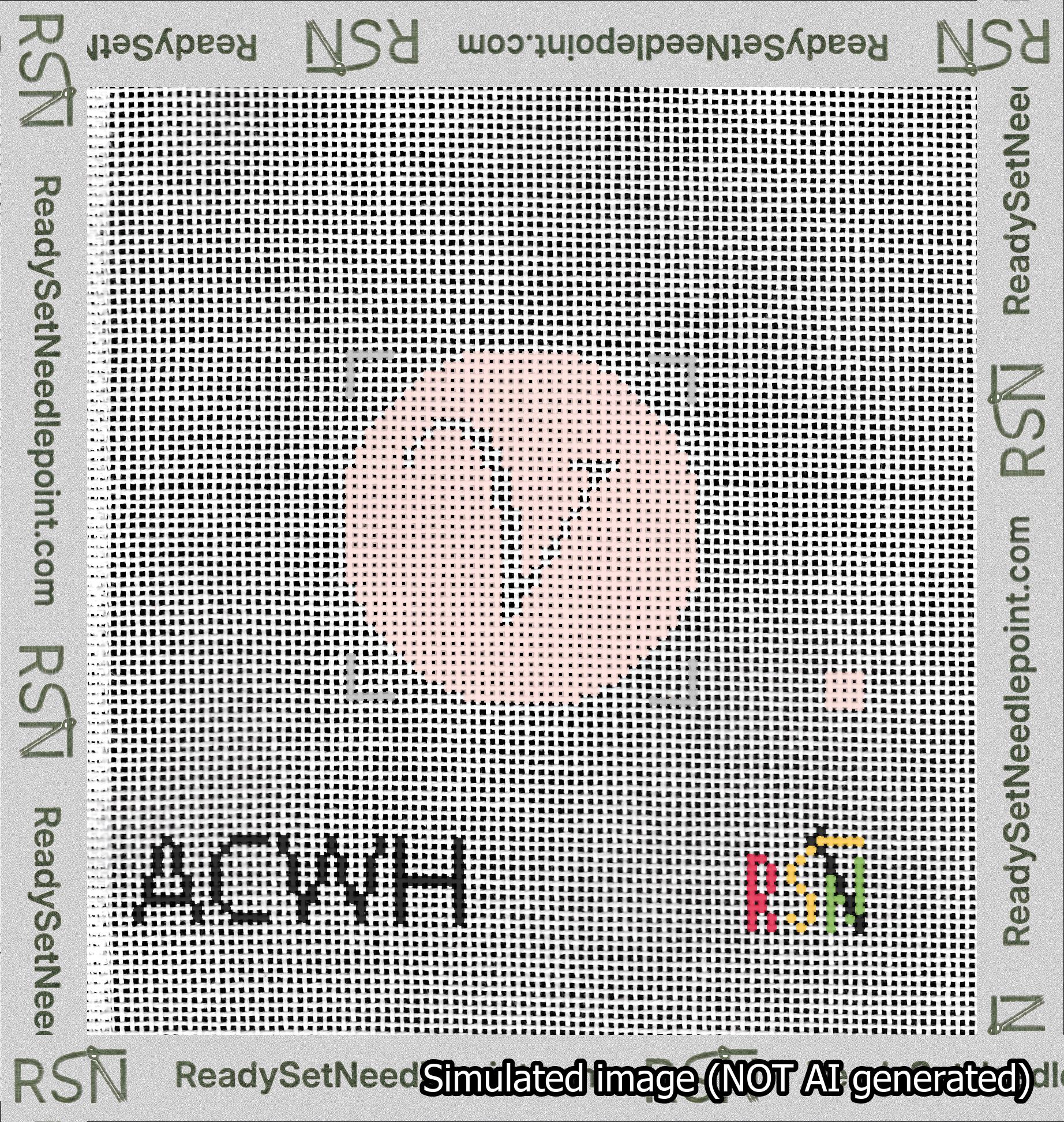 Circle Initial V Needlepoint Canvas Design