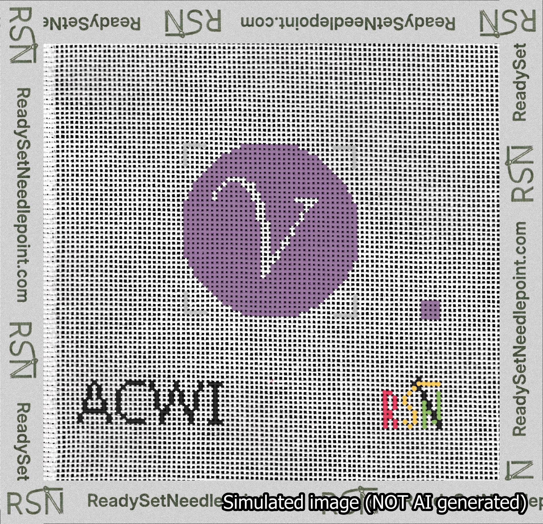 Circle Initial V Needlepoint Canvas Design