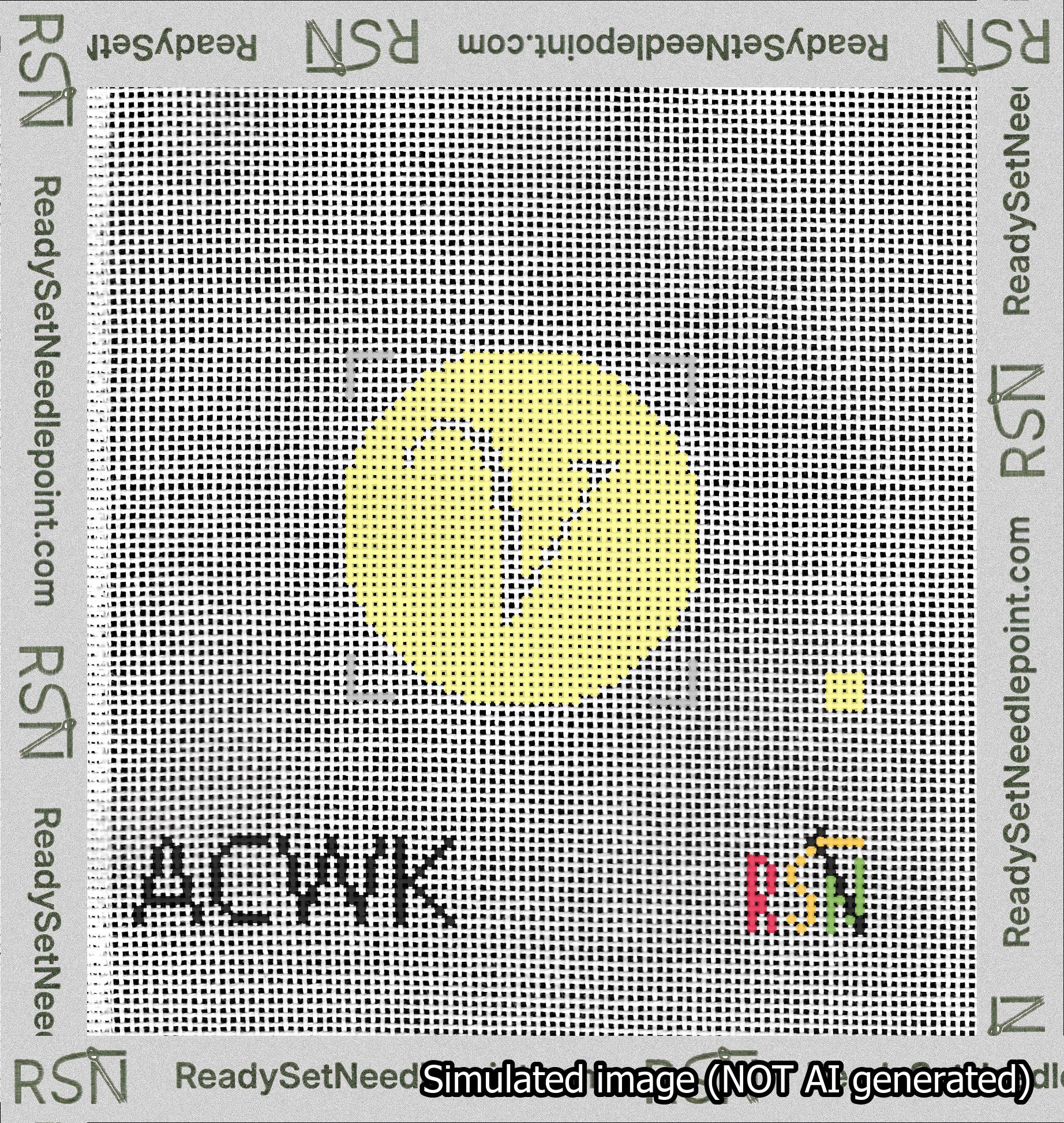 Circle Initial V Needlepoint Canvas Design