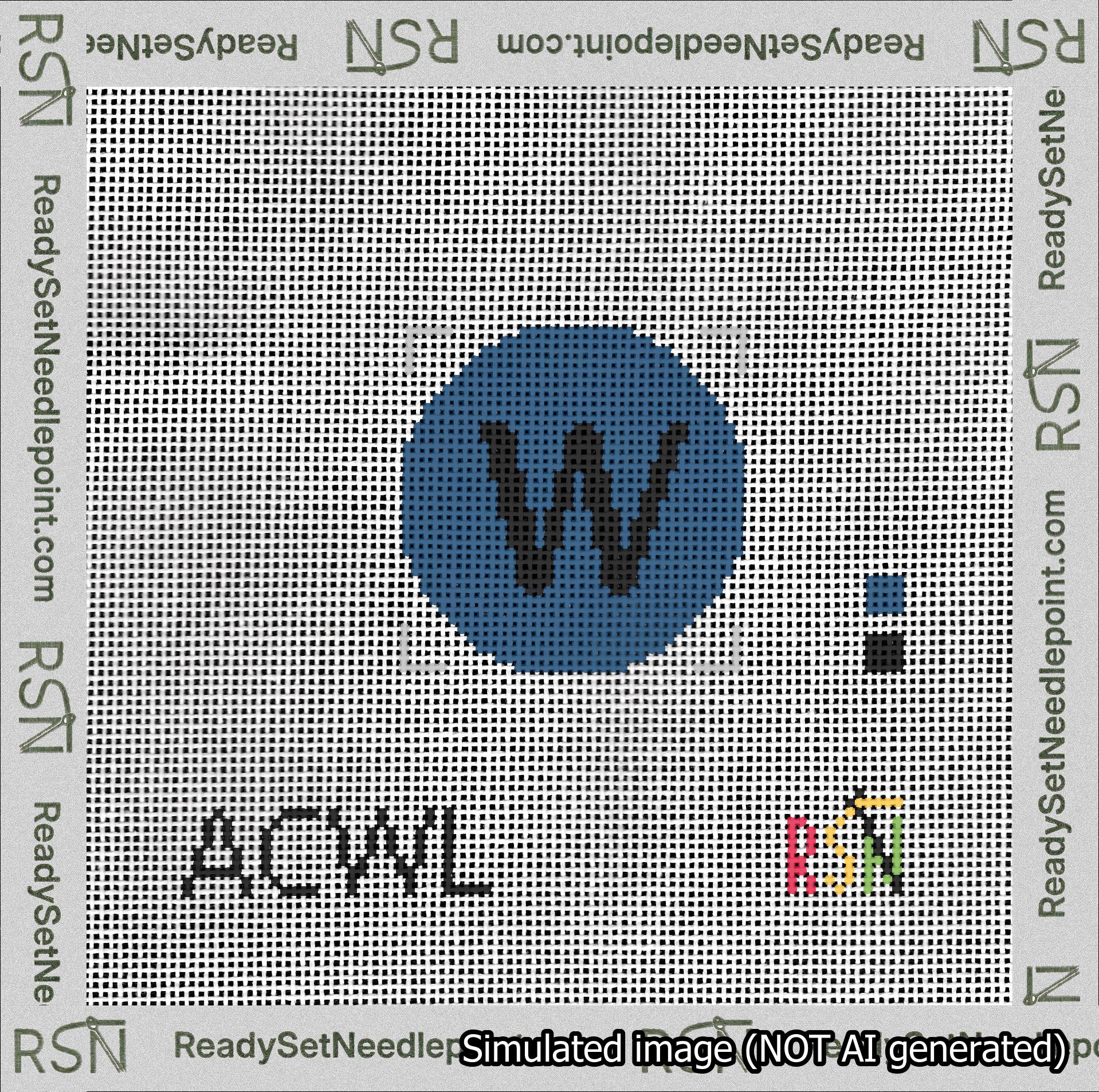 Circle Initial W Needlepoint Canvas Design