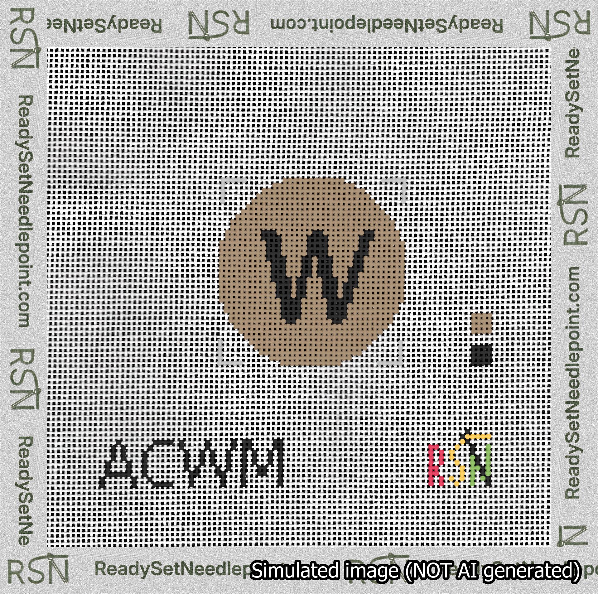 Circle Initial W Needlepoint Canvas Design