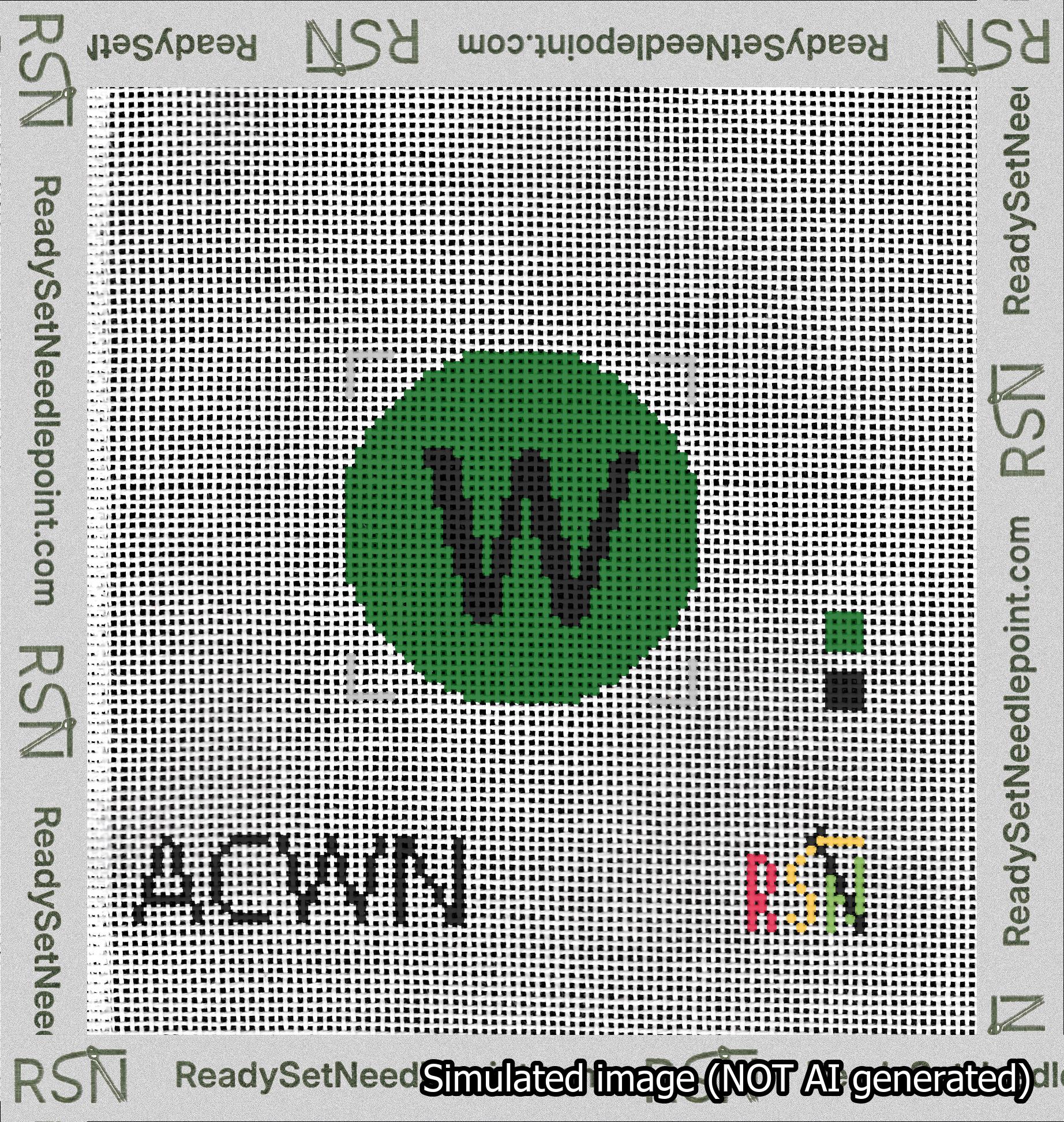 Circle Initial W Needlepoint Canvas Design