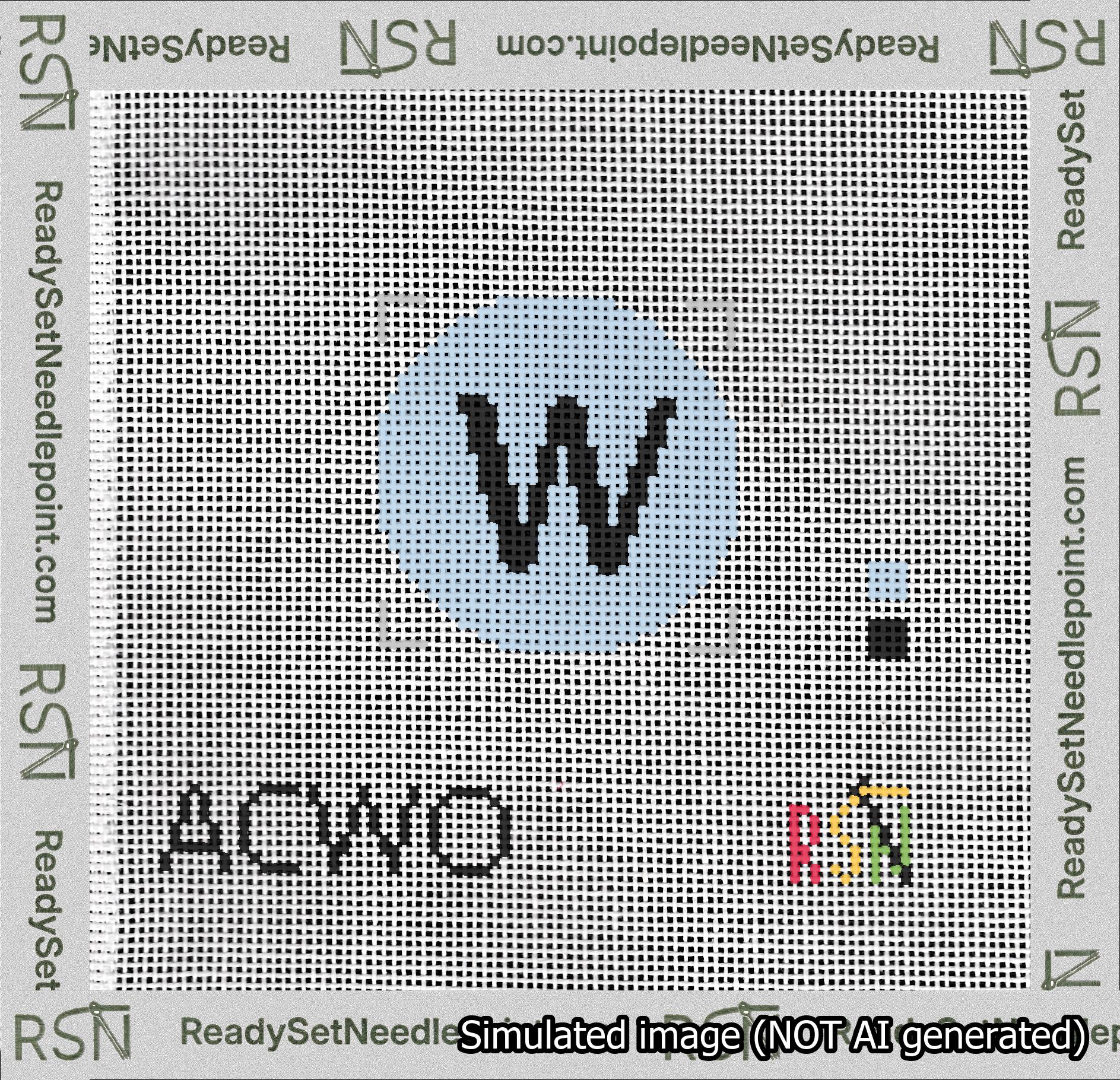 Circle Initial W Needlepoint Canvas Design