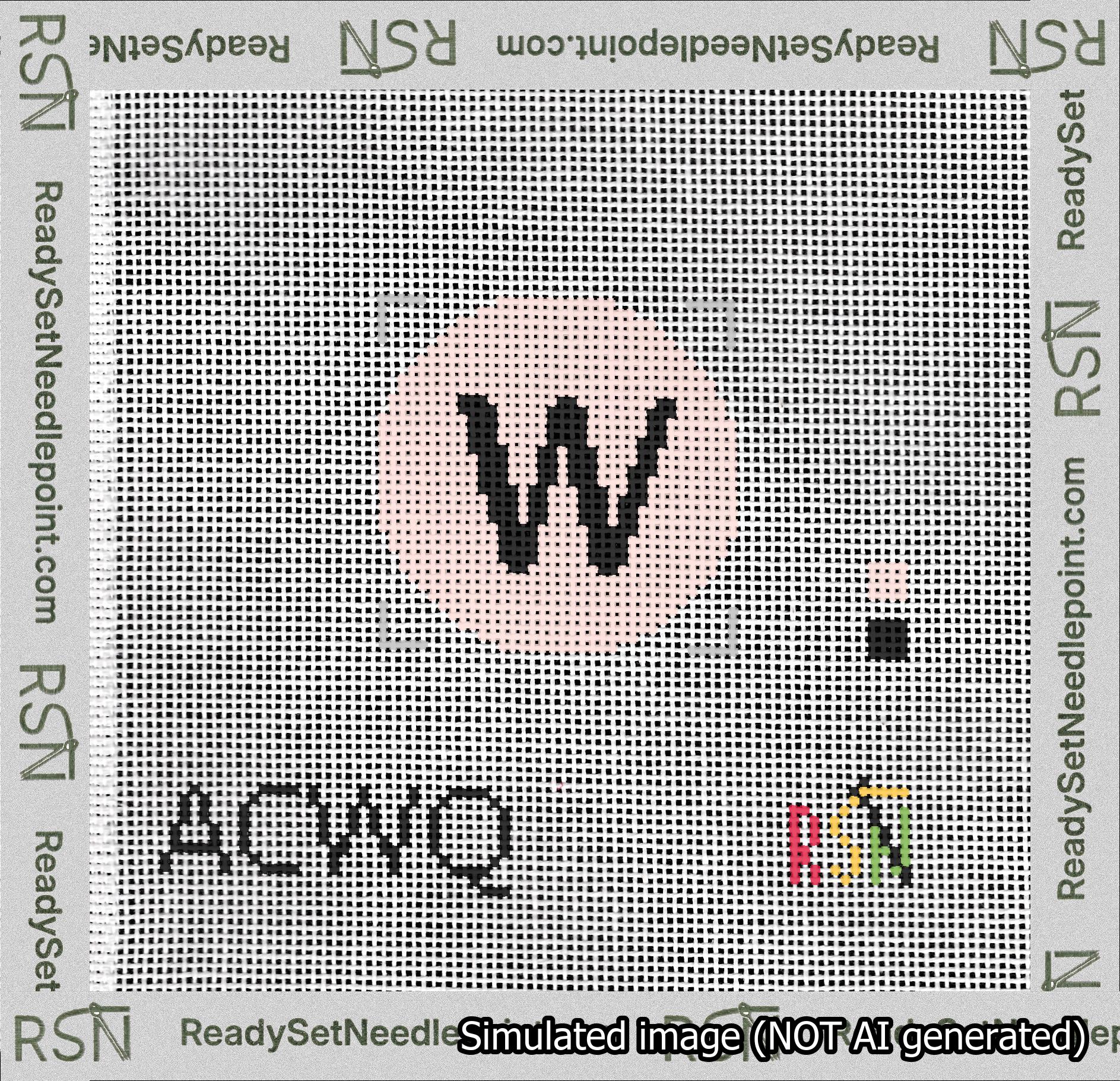 Circle Initial W Needlepoint Canvas Design
