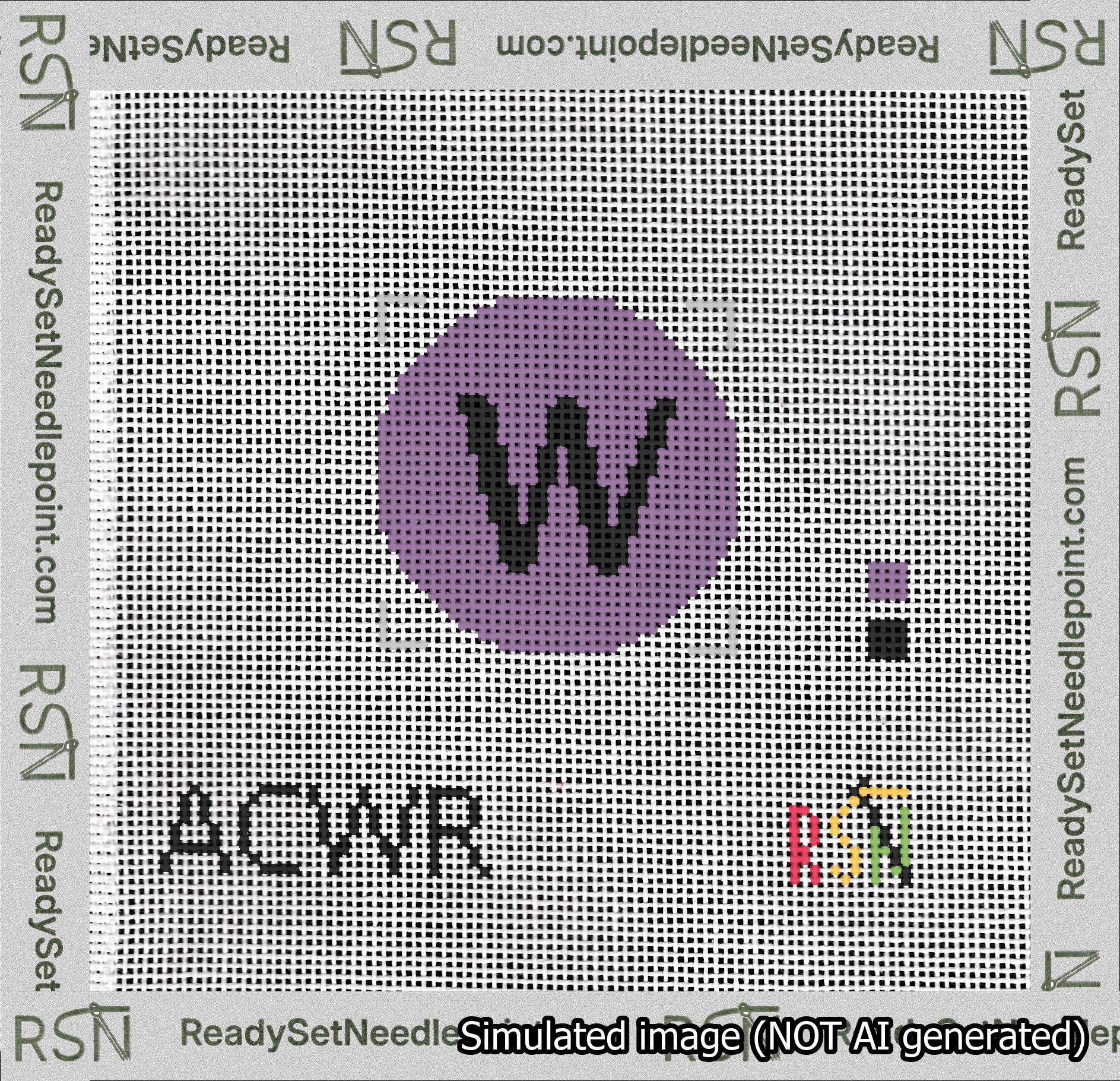 Circle Initial W Needlepoint Canvas Design