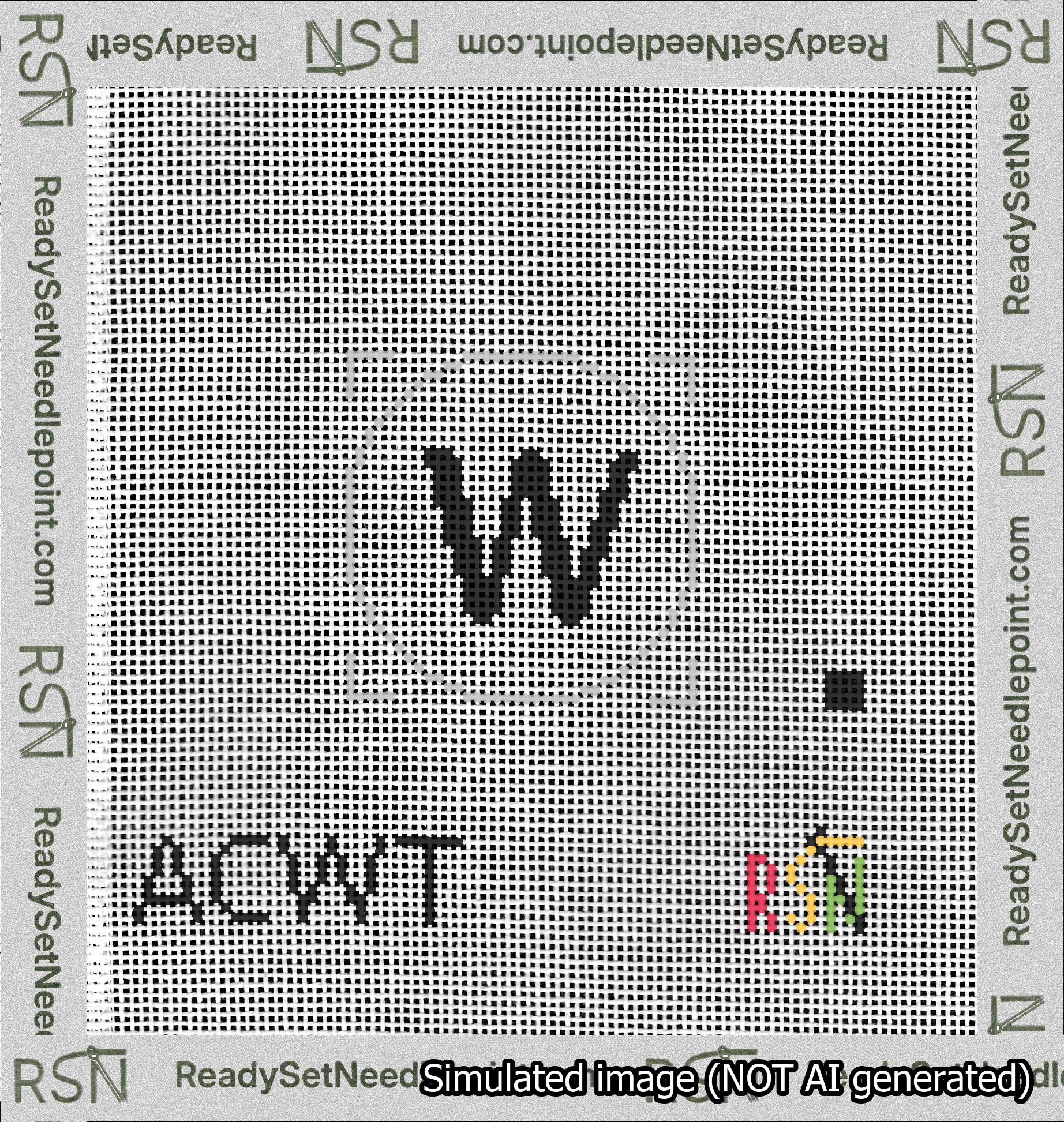 Circle Initial W Needlepoint Canvas Design