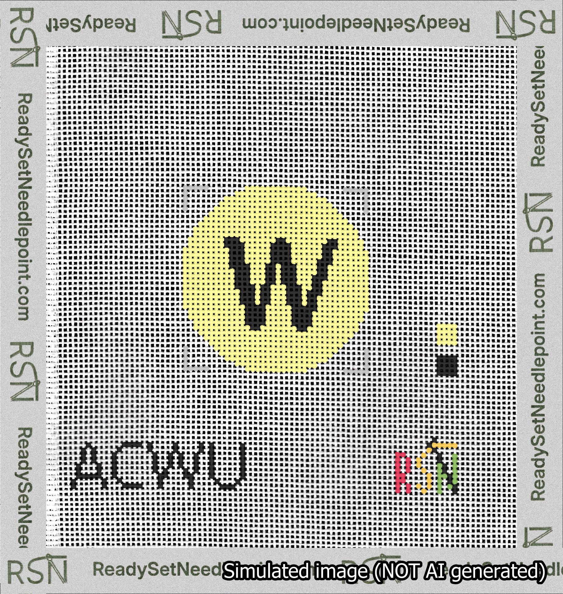 Circle Initial W Needlepoint Canvas Design