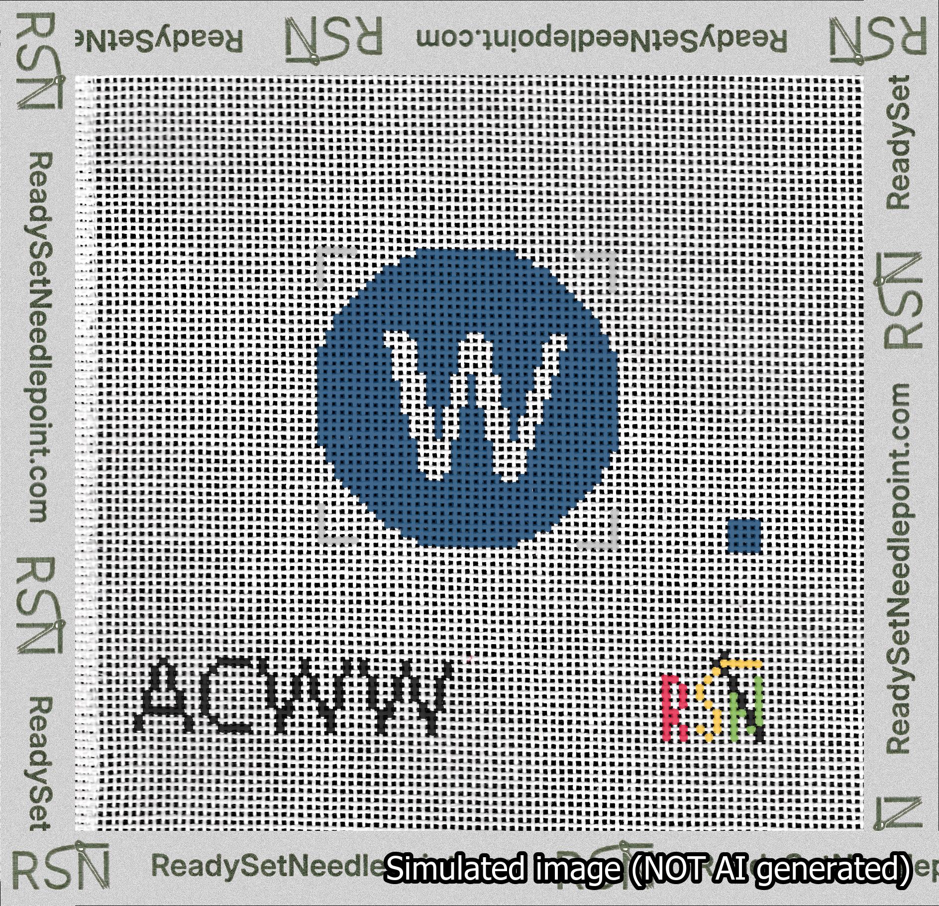 Circle Initial W Needlepoint Canvas Design