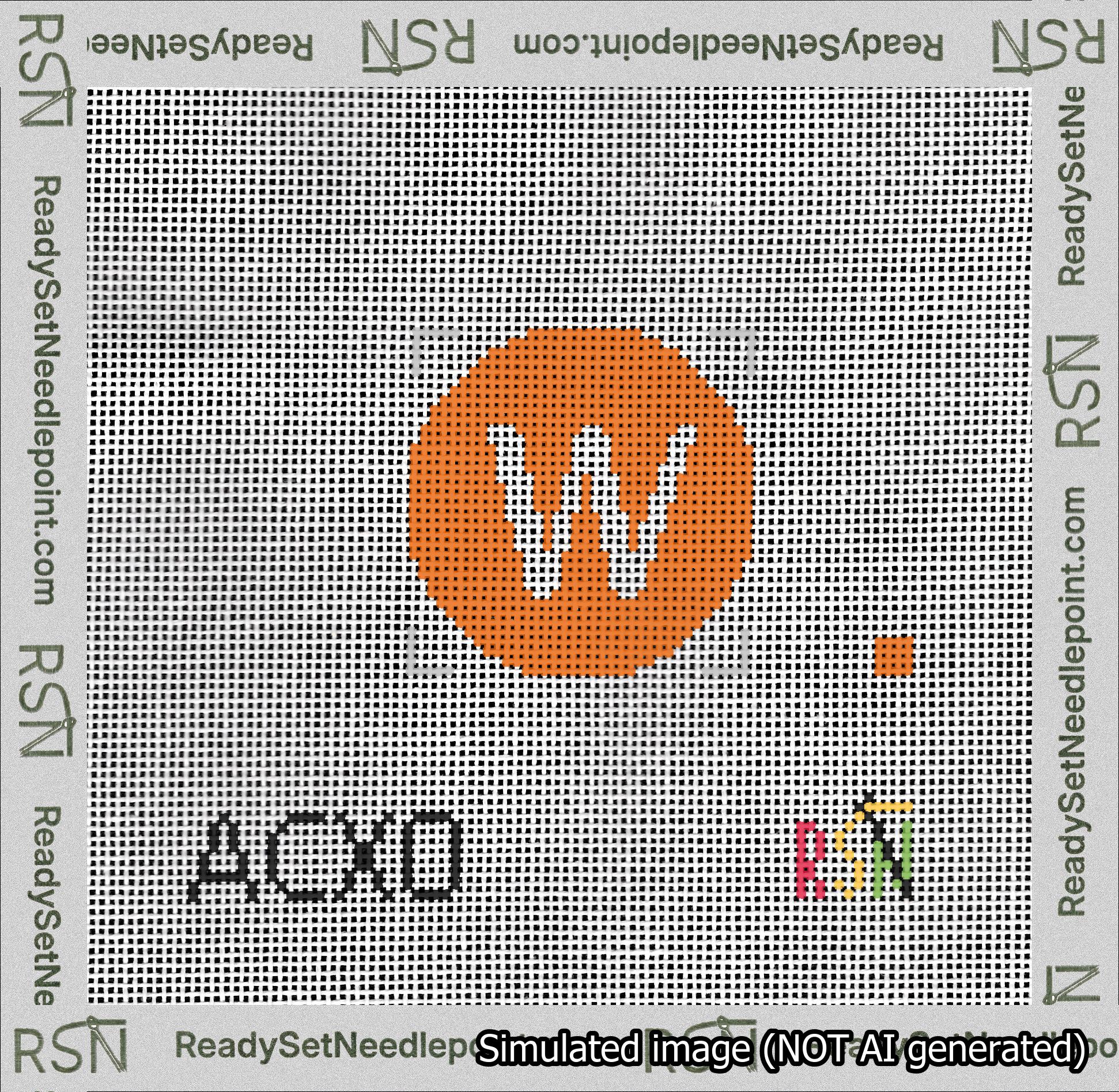 Circle Initial W Needlepoint Canvas Design
