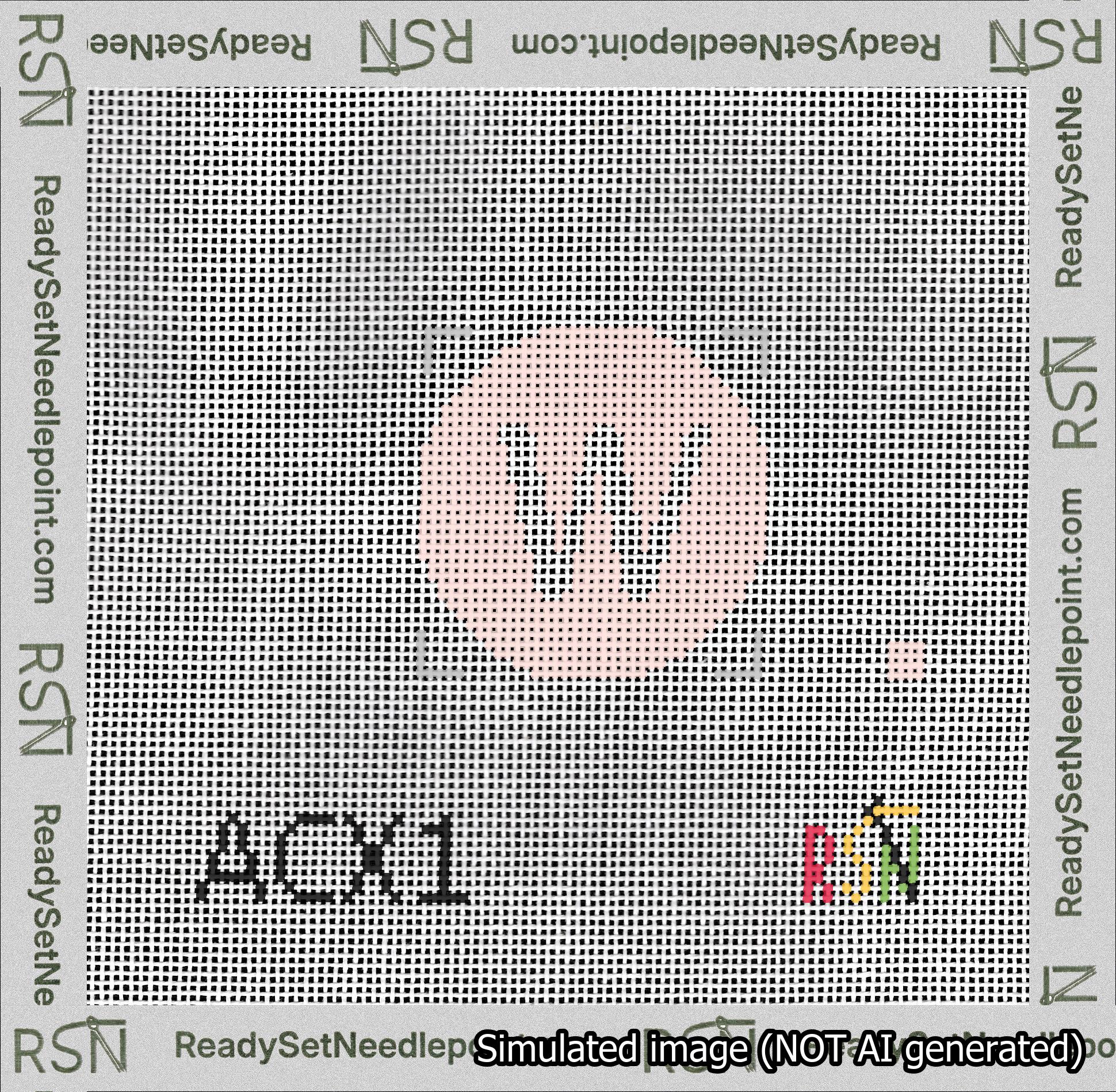 Circle Initial W Needlepoint Canvas Design