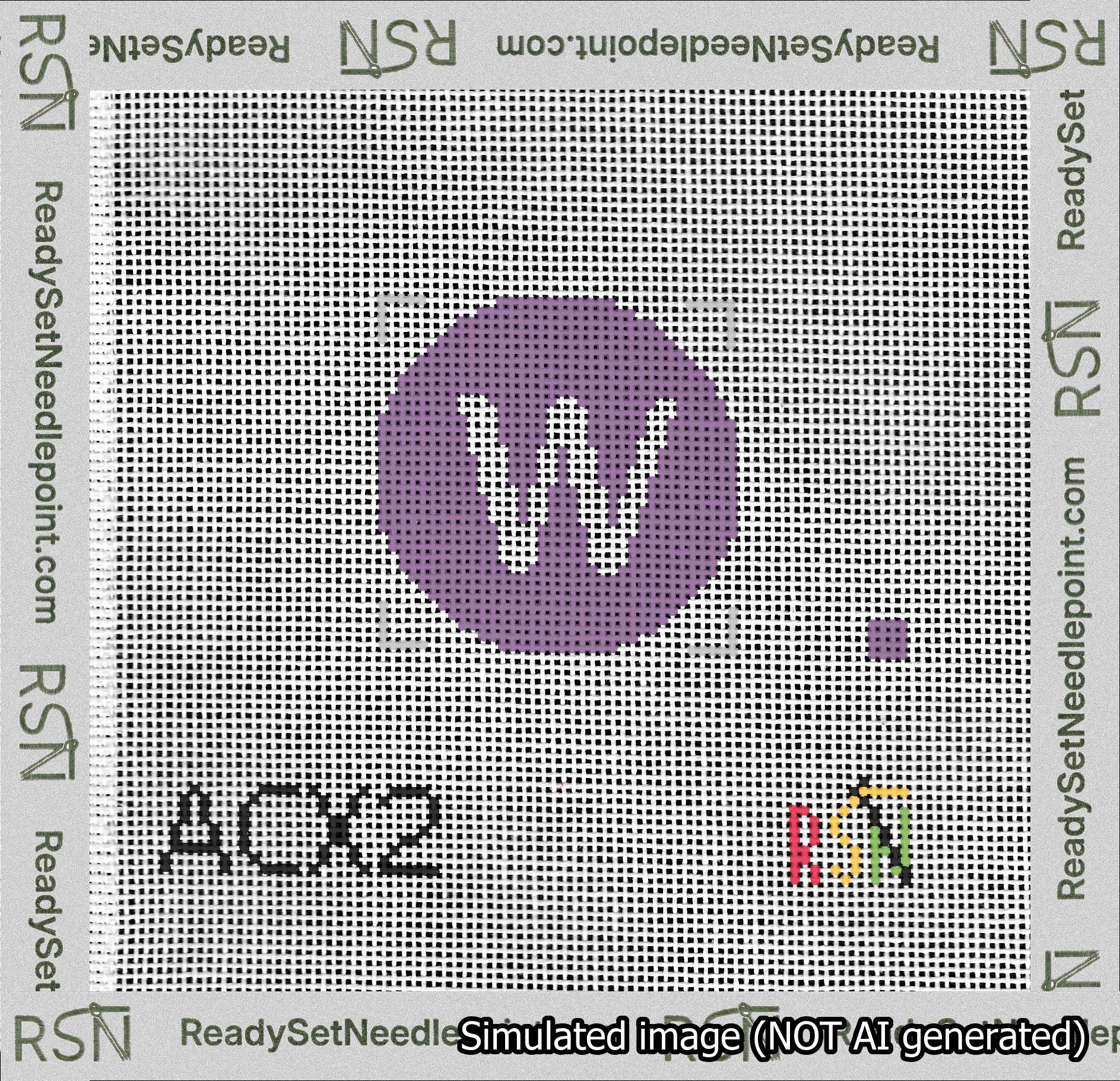 Circle Initial W Needlepoint Canvas Design