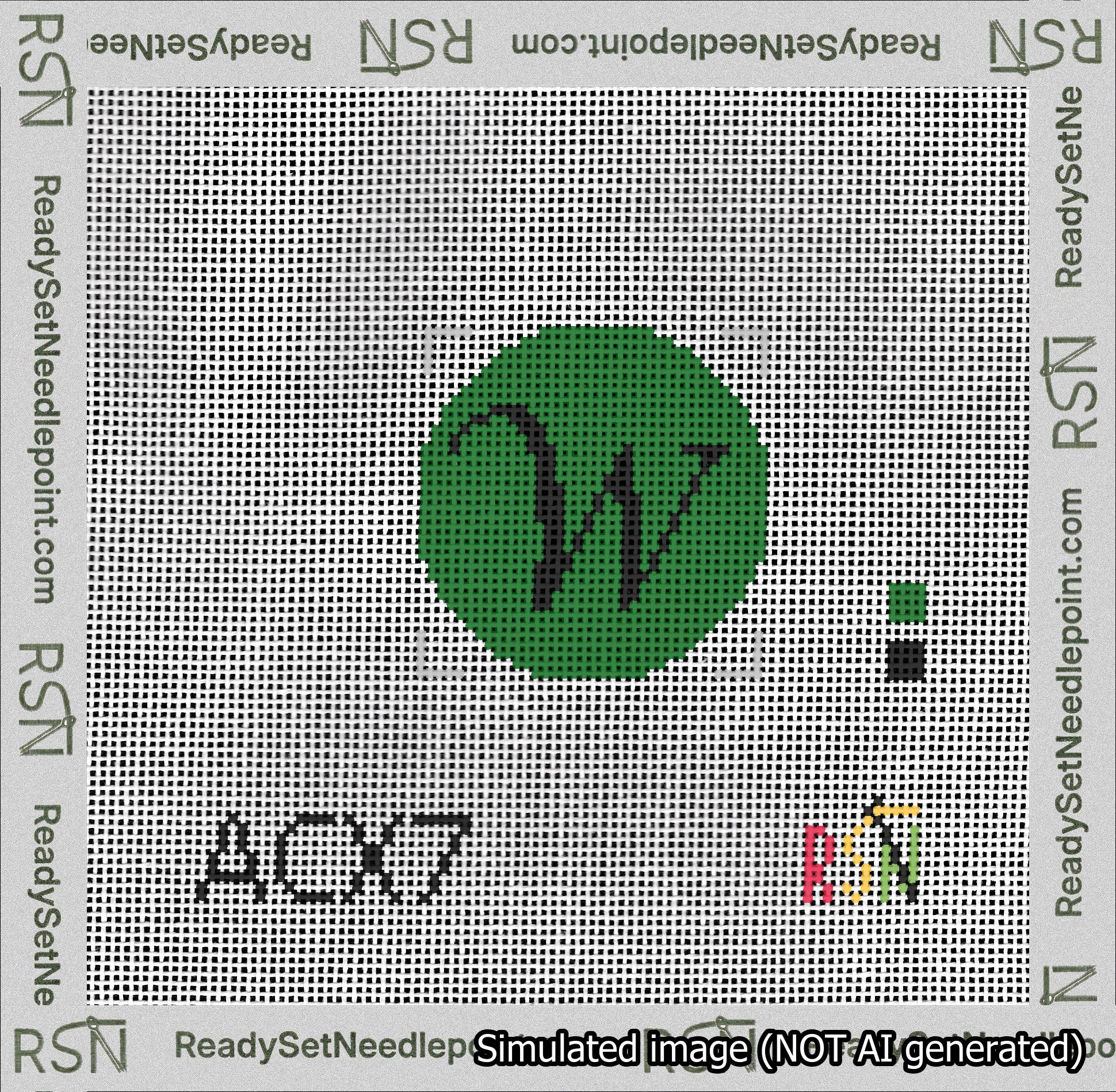 Circle Initial W Needlepoint Canvas Design