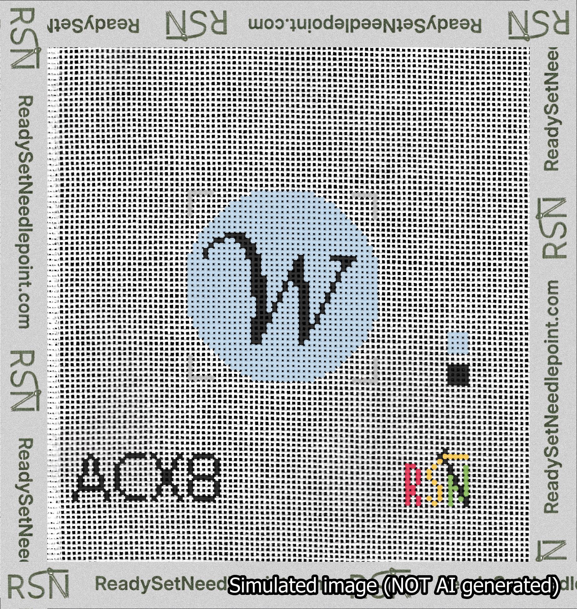 Circle Initial W Needlepoint Canvas Design