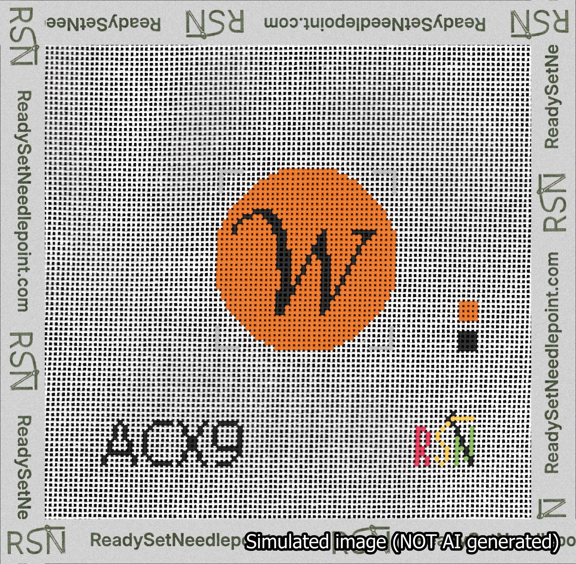 Circle Initial W Needlepoint Canvas Design